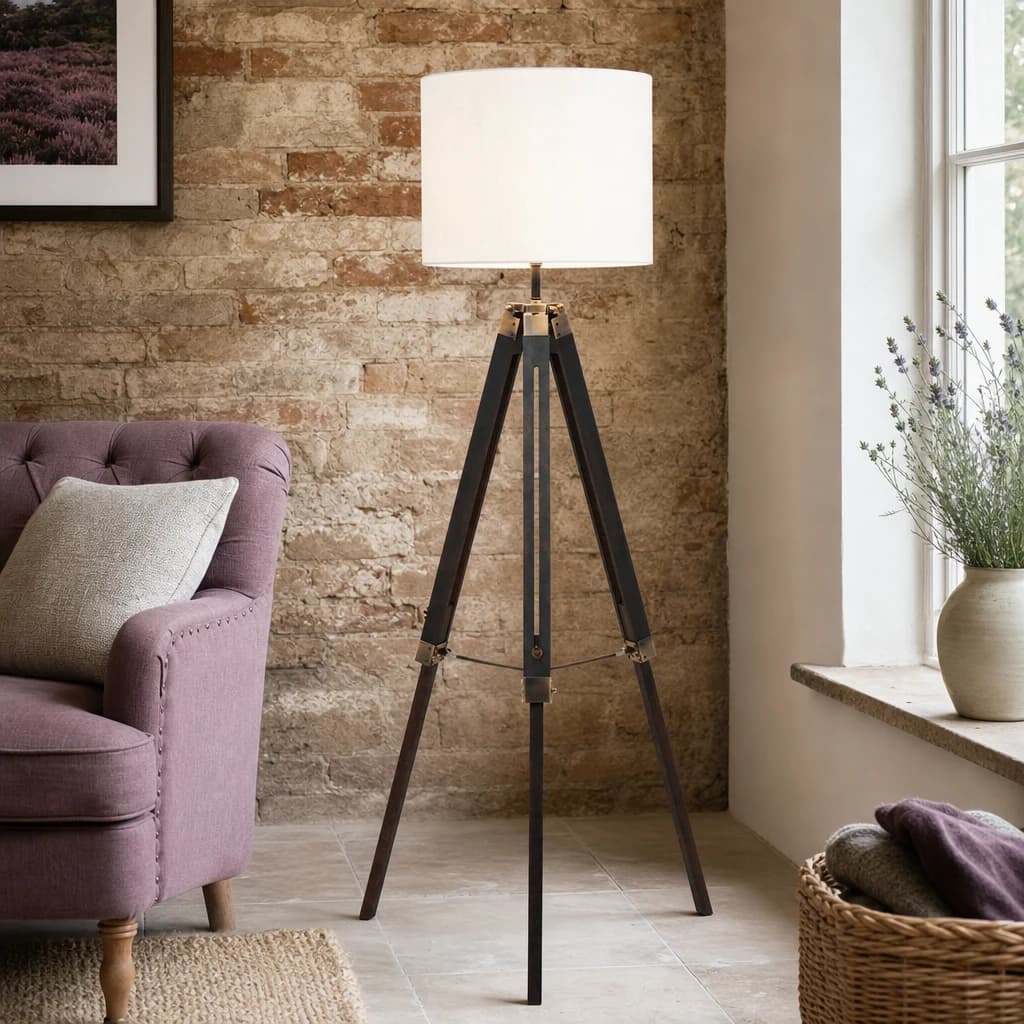 Malvern Tripod Floor Lamp With Black Base