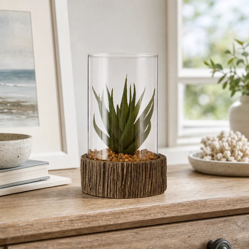Fiori Small Succulent with Natural Stone Base - Decorative, photo 1 of 8