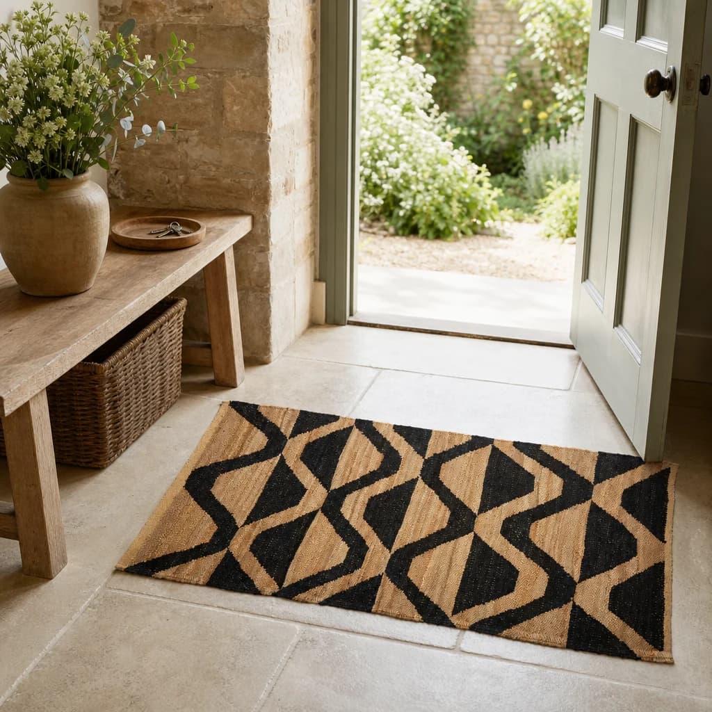 Bosie Hemp Natural and Black Small Rug - Decorative, photo 1 of 8
