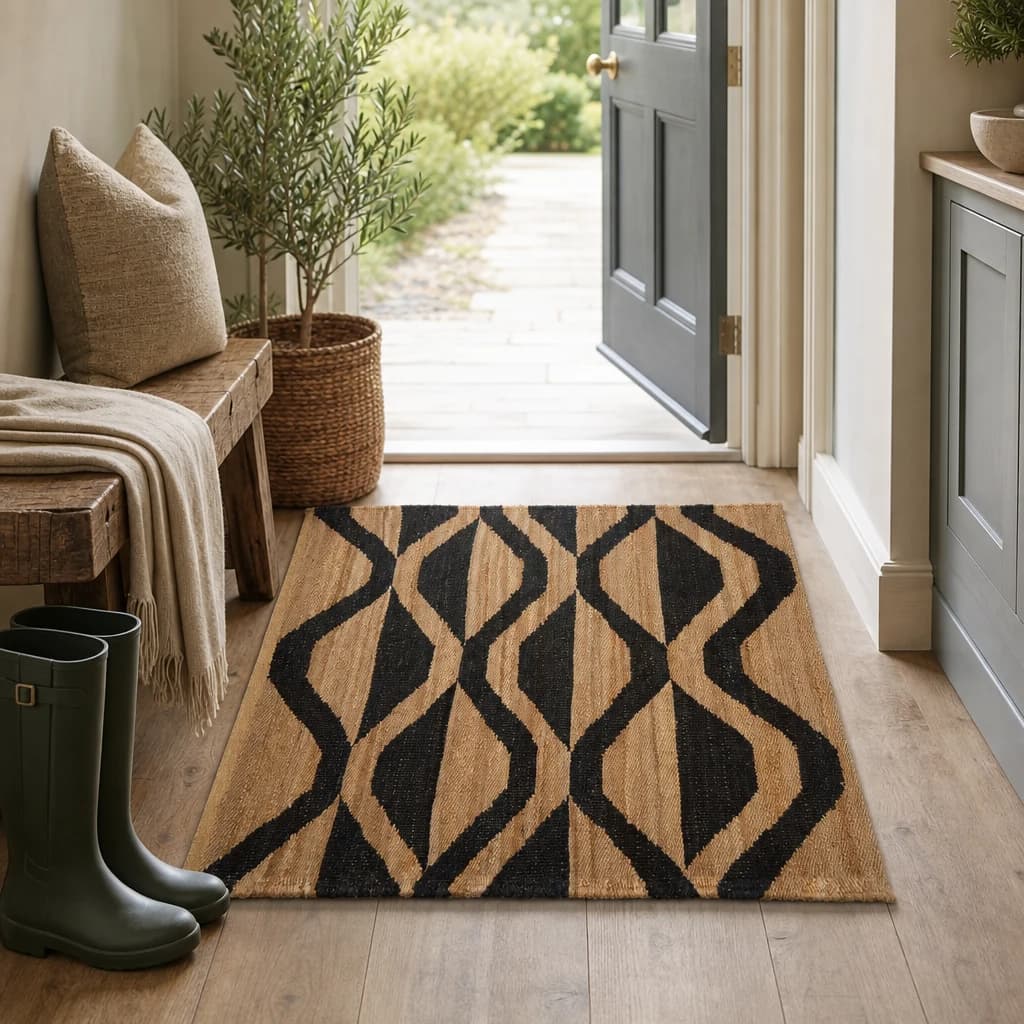 Bosie Hemp Natural and Black Large Rug - Decorative, photo 1 of 8