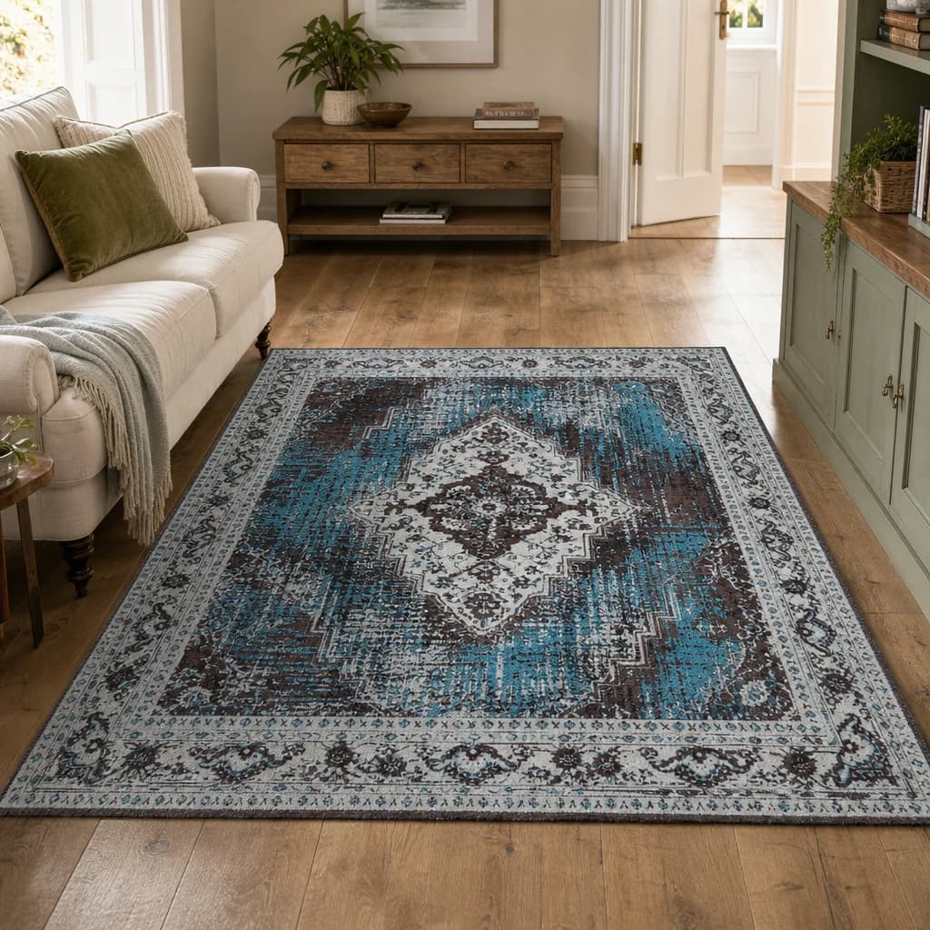 Bosie Morvi Large Teal Rug - Decorative, photo 1 of 8