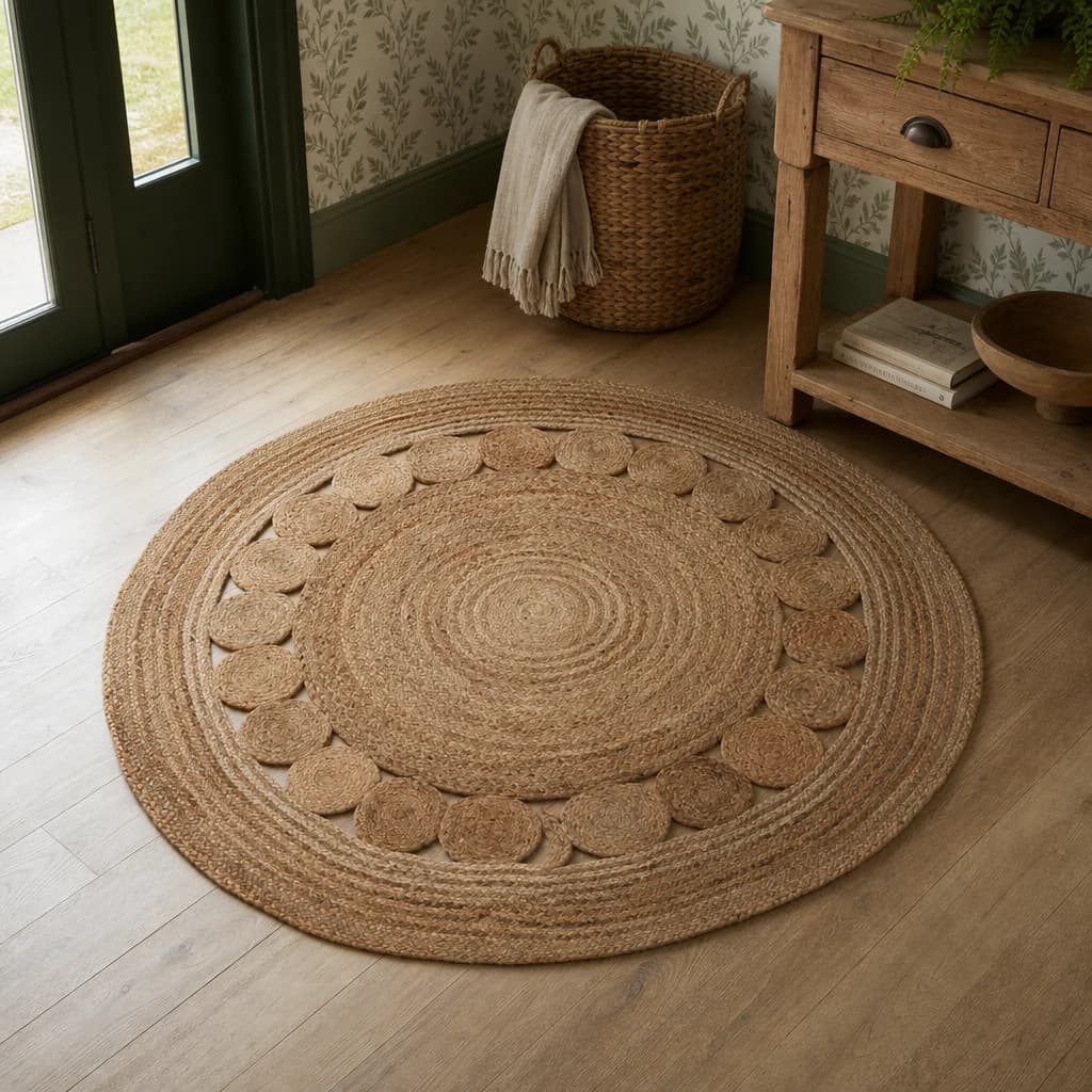 Bosie Demir Round Natural Jute Rug - Decorative, photo 1 of 3