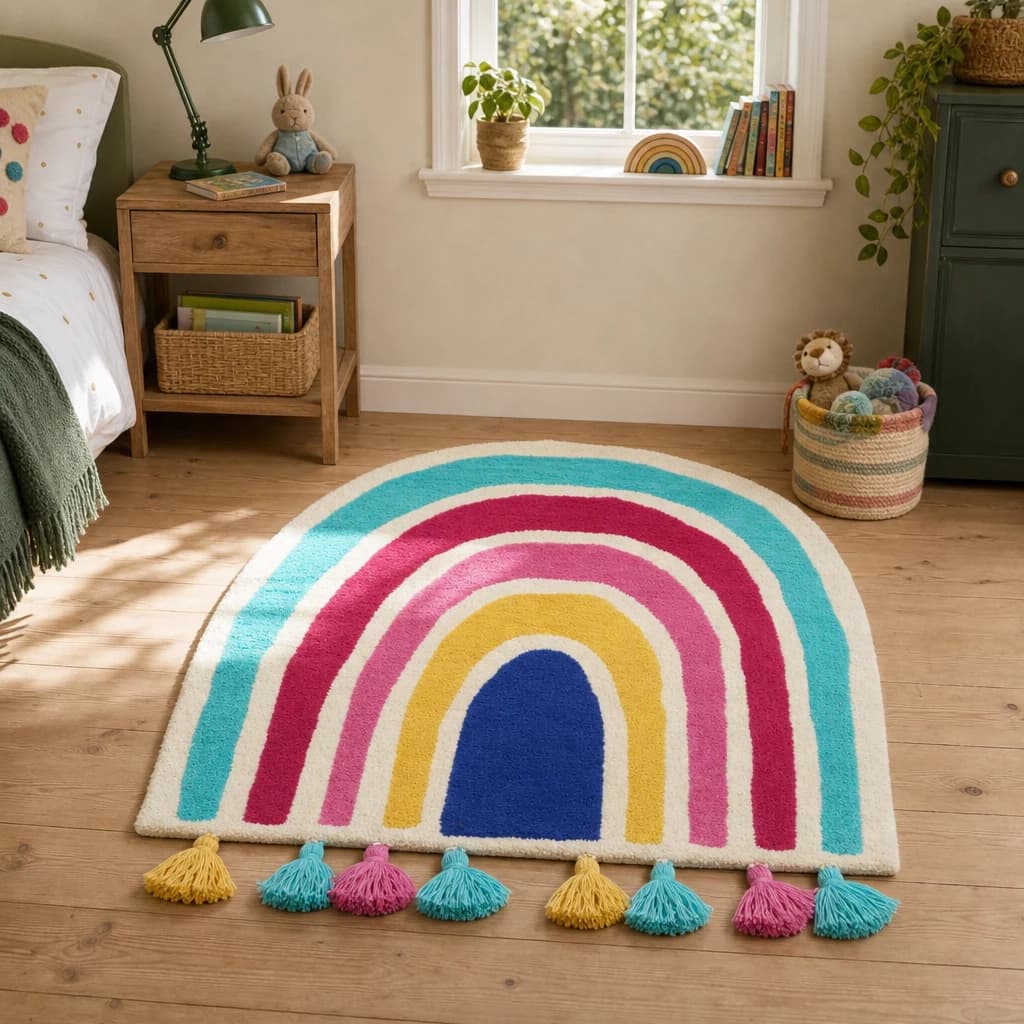 Kids Rainbow Rug With Tassels - Decorative, photo 1 of 2