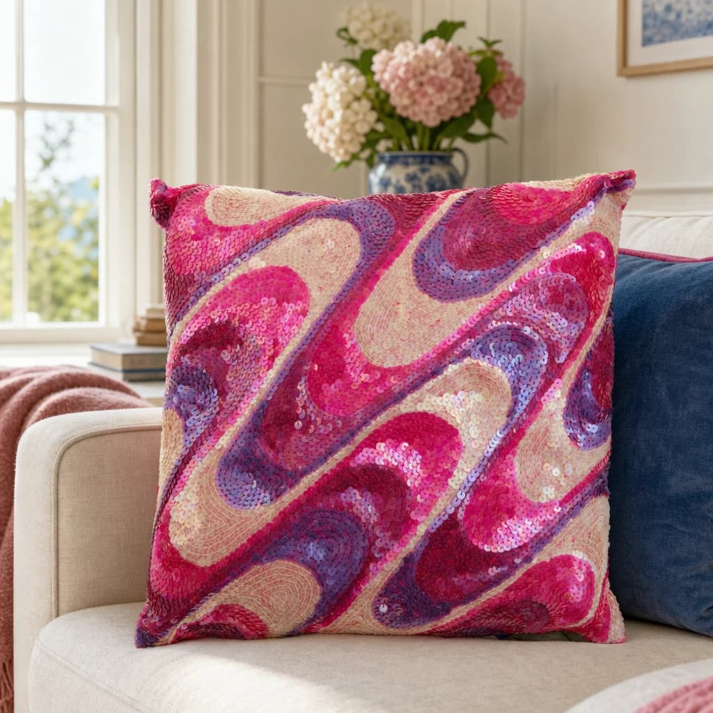 Diva Sequins Pink Cushion - Decorative, photo 1 of 4