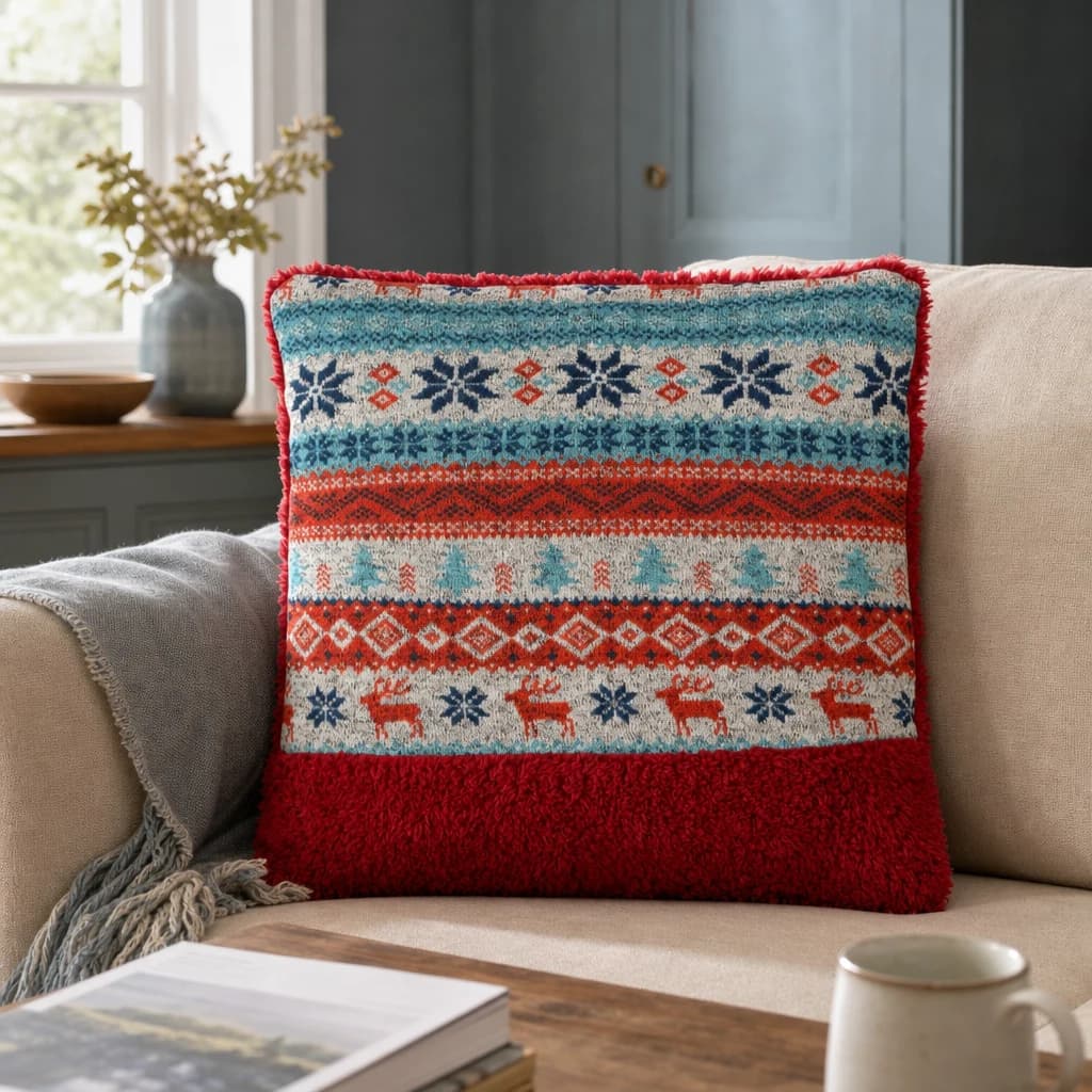 Bute Fairisle Red Cushion - Decorative, photo 1 of 2