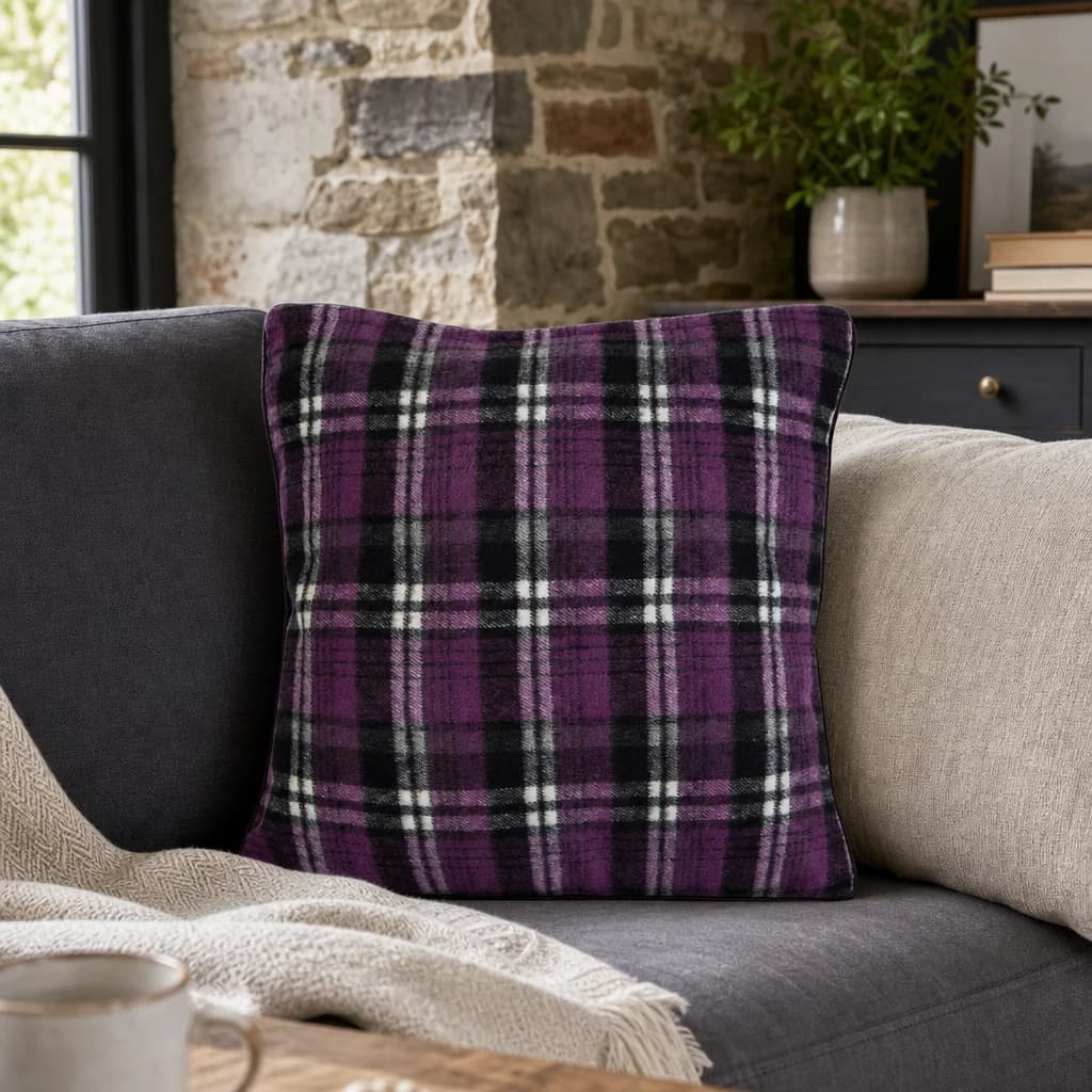 Bute Purple Check Tartan Cushion - Decorative, photo 1 of 3