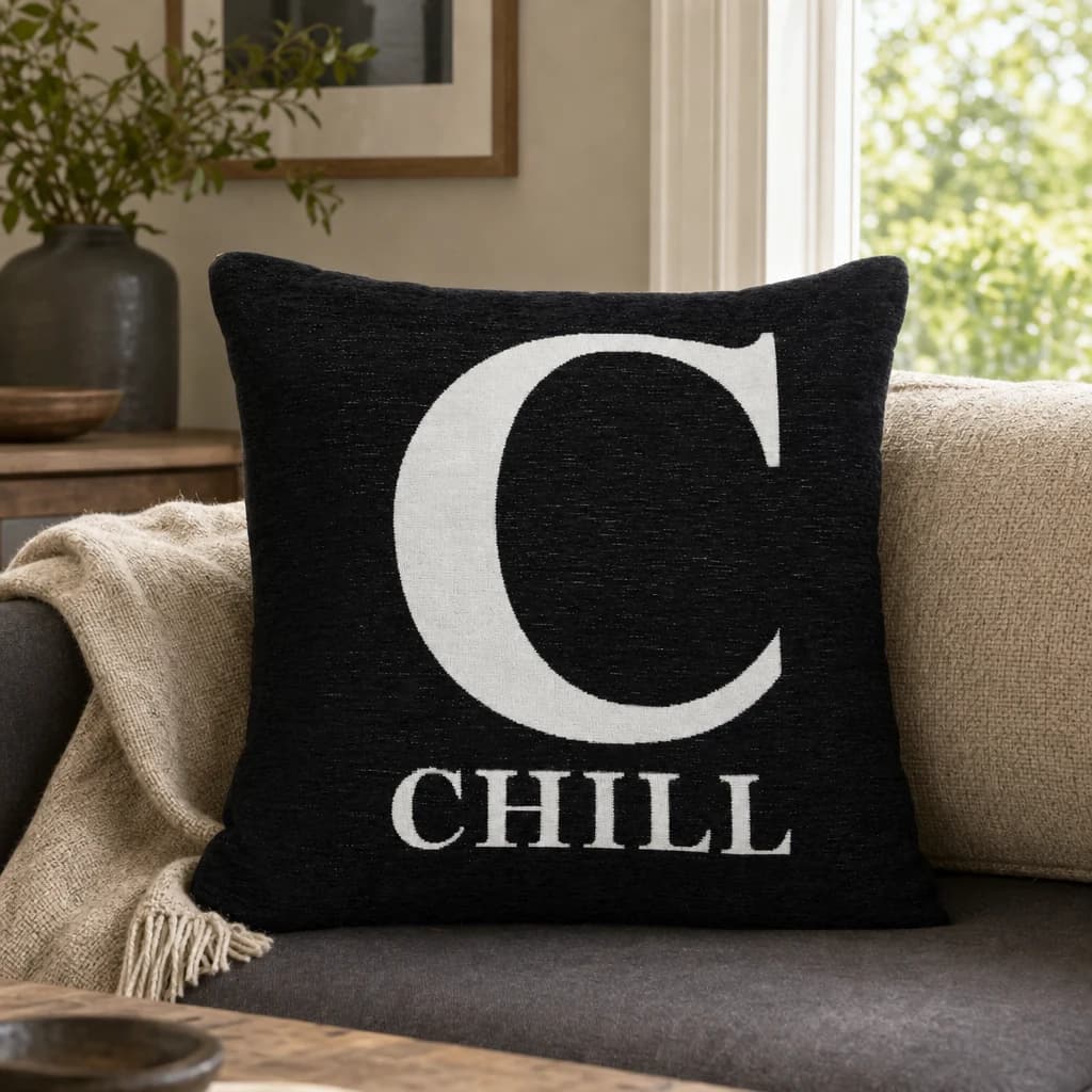 Words 'Chill' Black Cushion - Decorative, photo 1 of 3