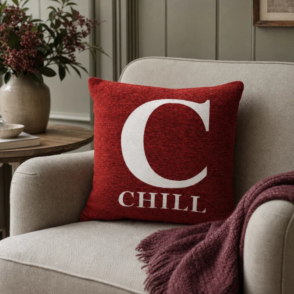 Words 'Chill' Red Cushion - Decorative, photo 1 of 2