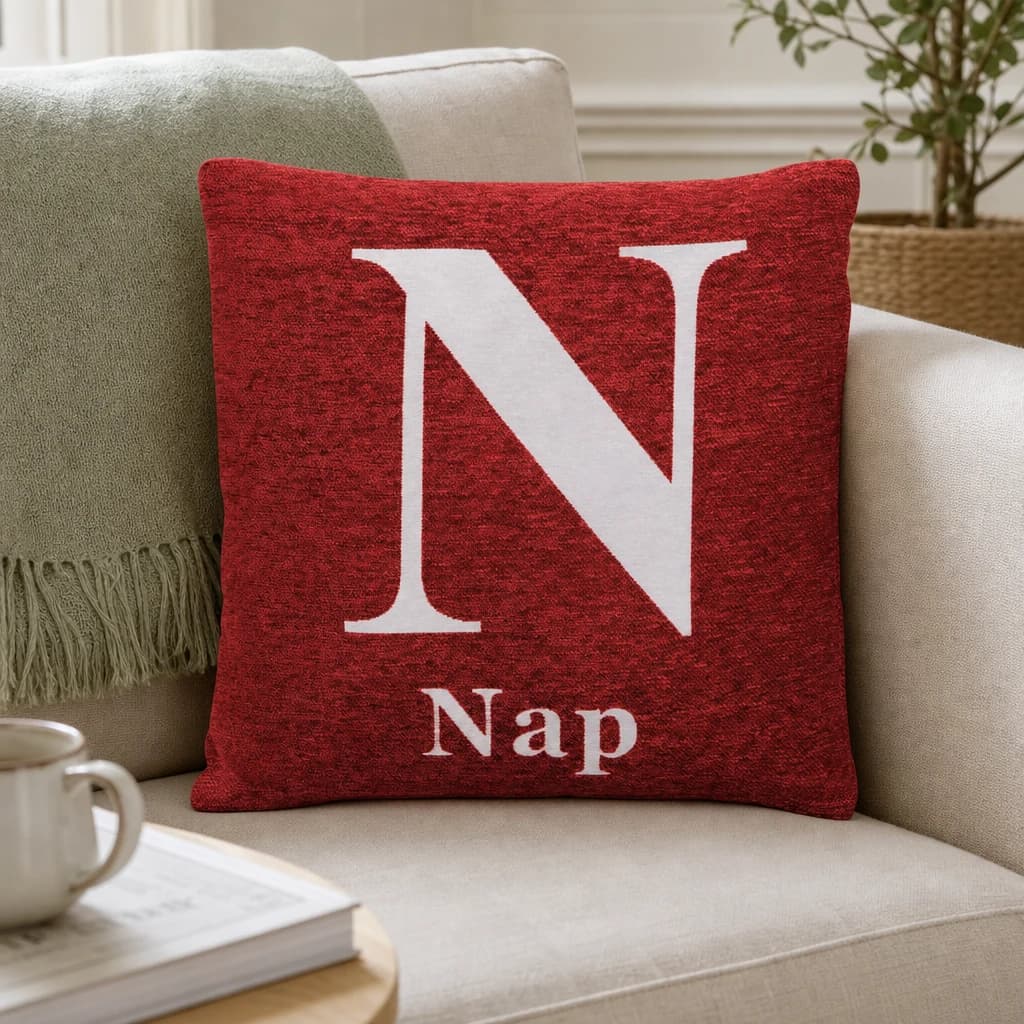 Words 'Nap' Red Cushion - Decorative, photo 1 of 2