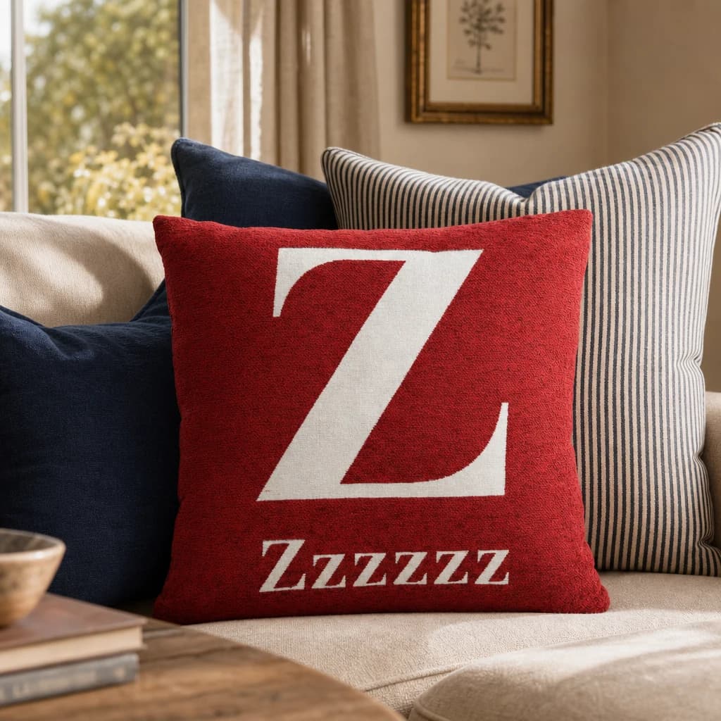 Words 'Zzzzzz' Red Cushion - Decorative, photo 1 of 2