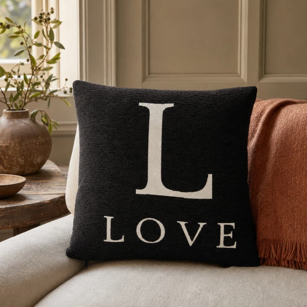 Words 'Love' Black Cushion - Decorative, photo 1 of 2