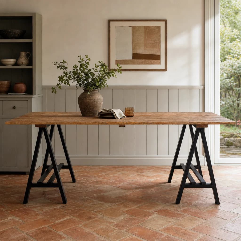 Hampstead Pine Wood And Iron Dining Table - Tables, photo 1 of 6
