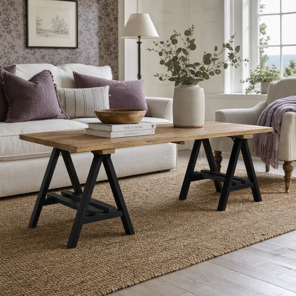 Hampstead Pine Wood And Iron Coffee Table - Tables, photo 1 of 5