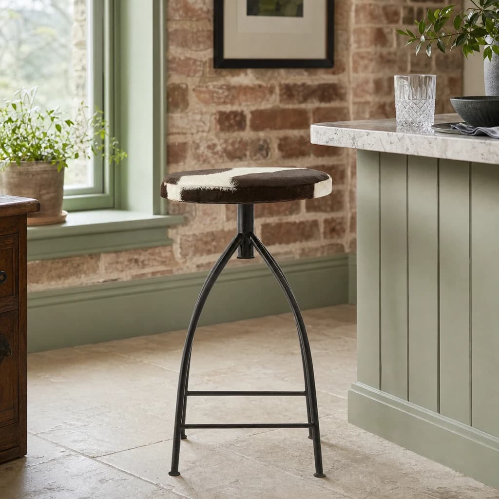 Boho Hair on Leather Bar Stool - Seating, photo 1 of 5