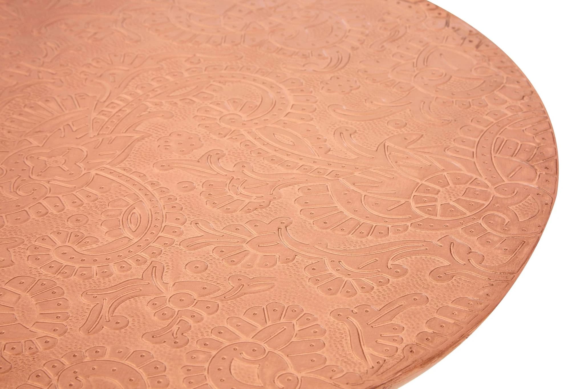 Boho Copper Finish Carved Metal Top Side Table - Tables, photo 5 of 6