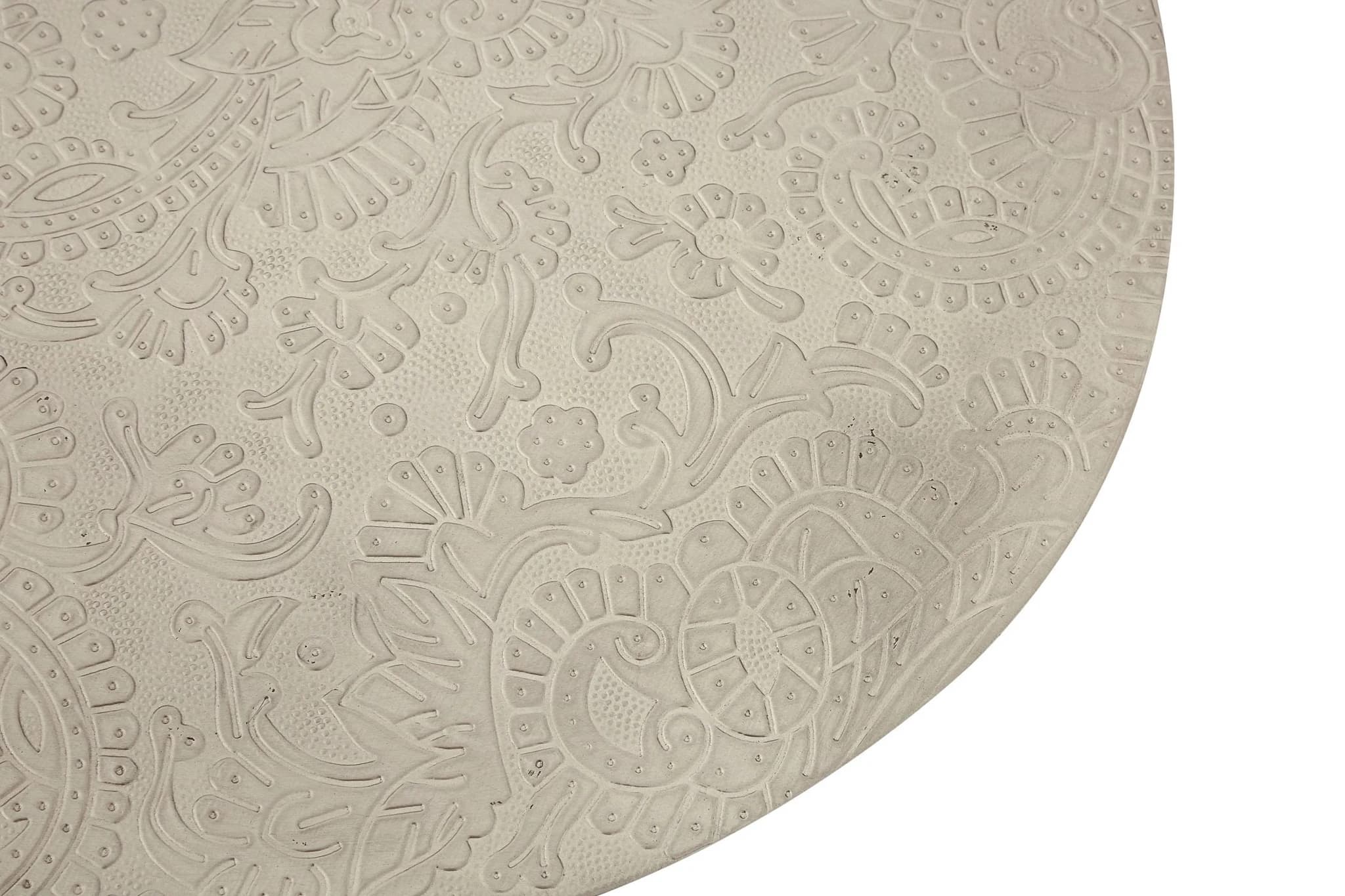 Boho White Finish Carved Metal Top Side Table - Tables, photo 4 of 6