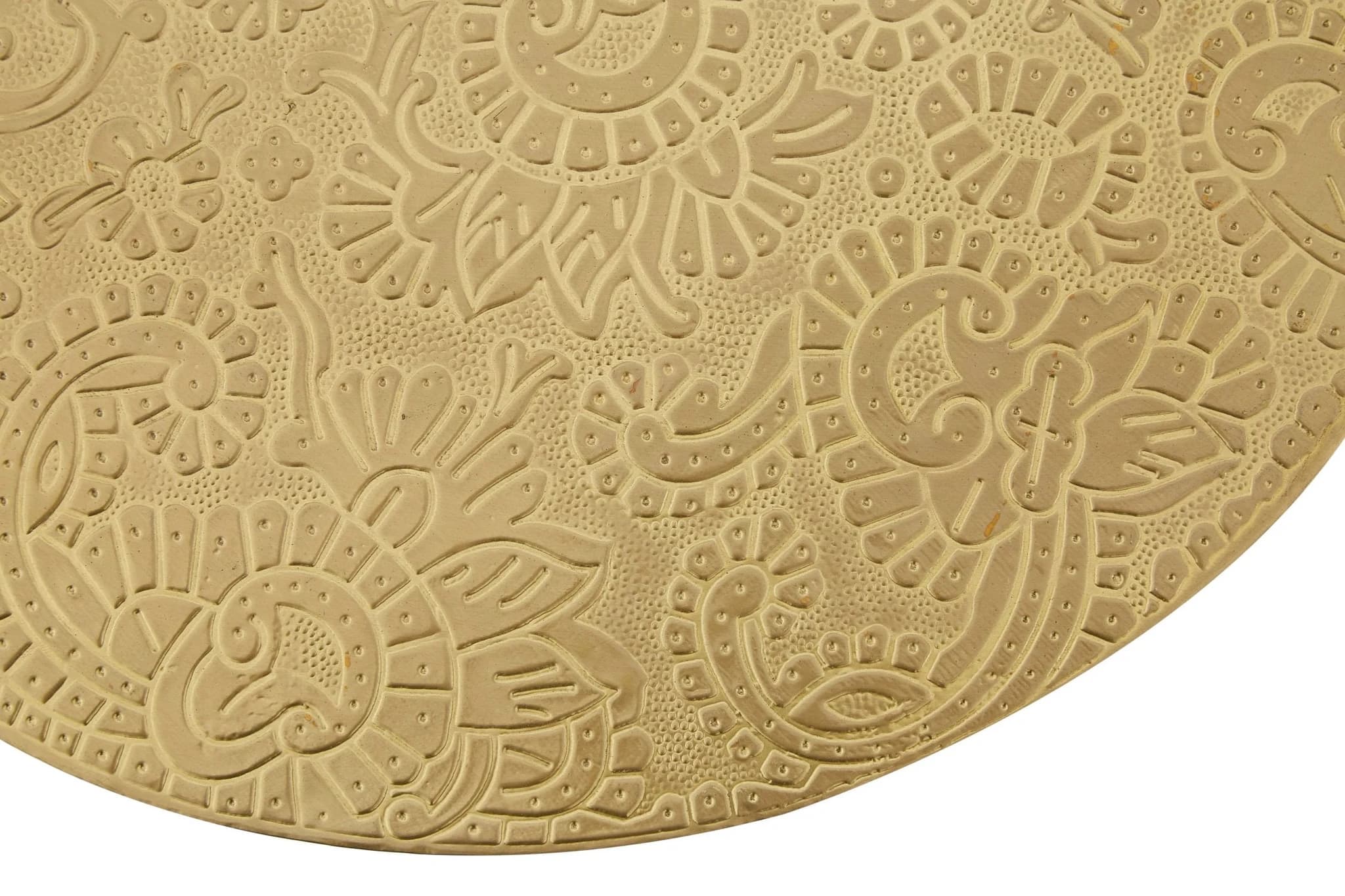 Boho Gold Finish Carved Metal Top Side Table - Tables, photo 4 of 6