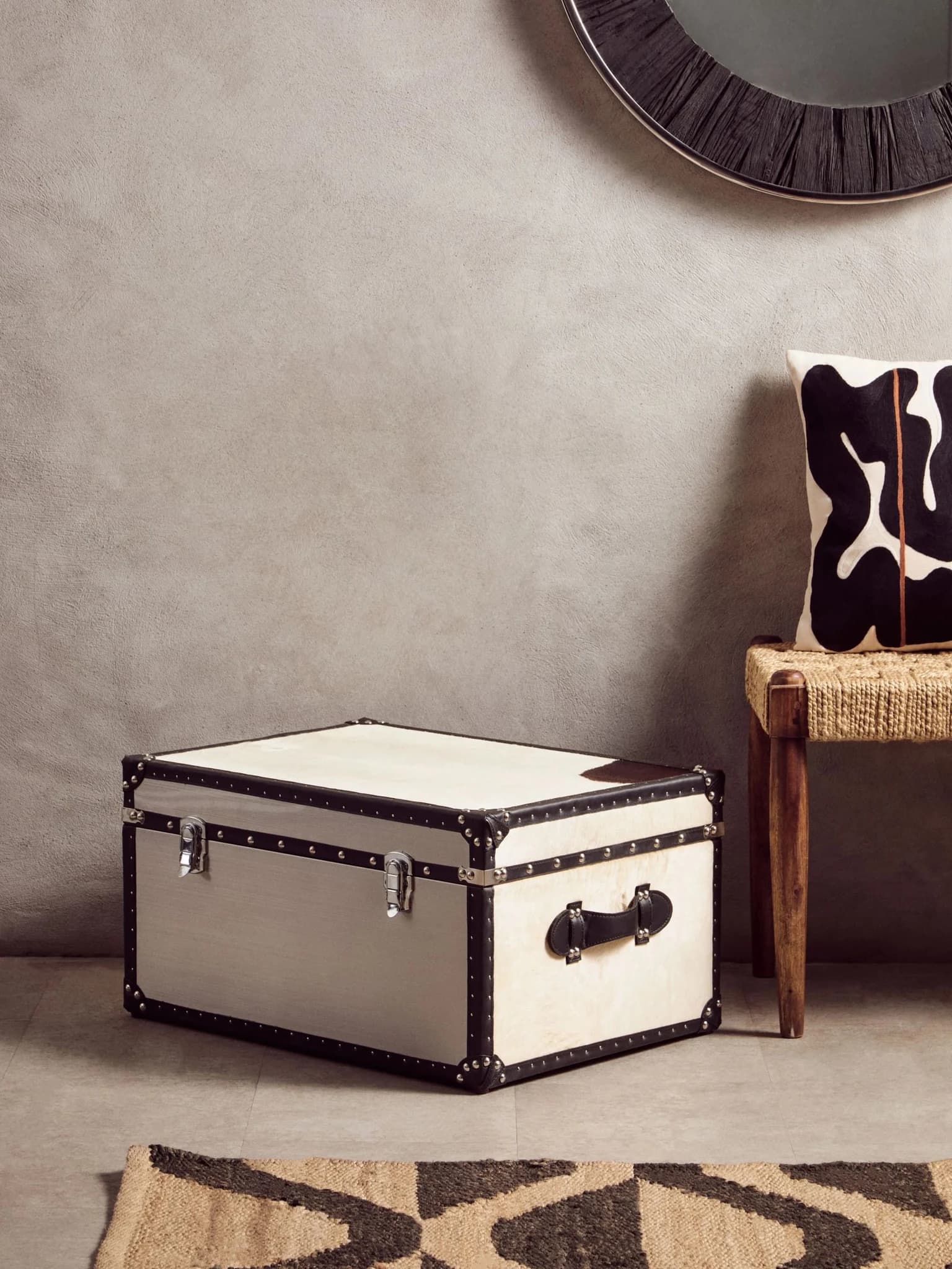 Kensington Townhouse Black And White Genuine Cowhide Storage Trunk - Bookcases & shelving, photo 6 of 8