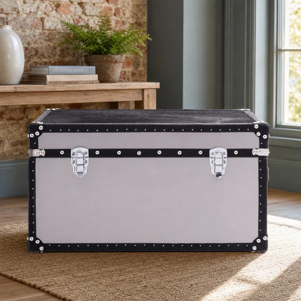 Kensington Townhouse Black And White Genuine Cowhide Storage Trunk - Bookcases & shelving, photo 1 of 8