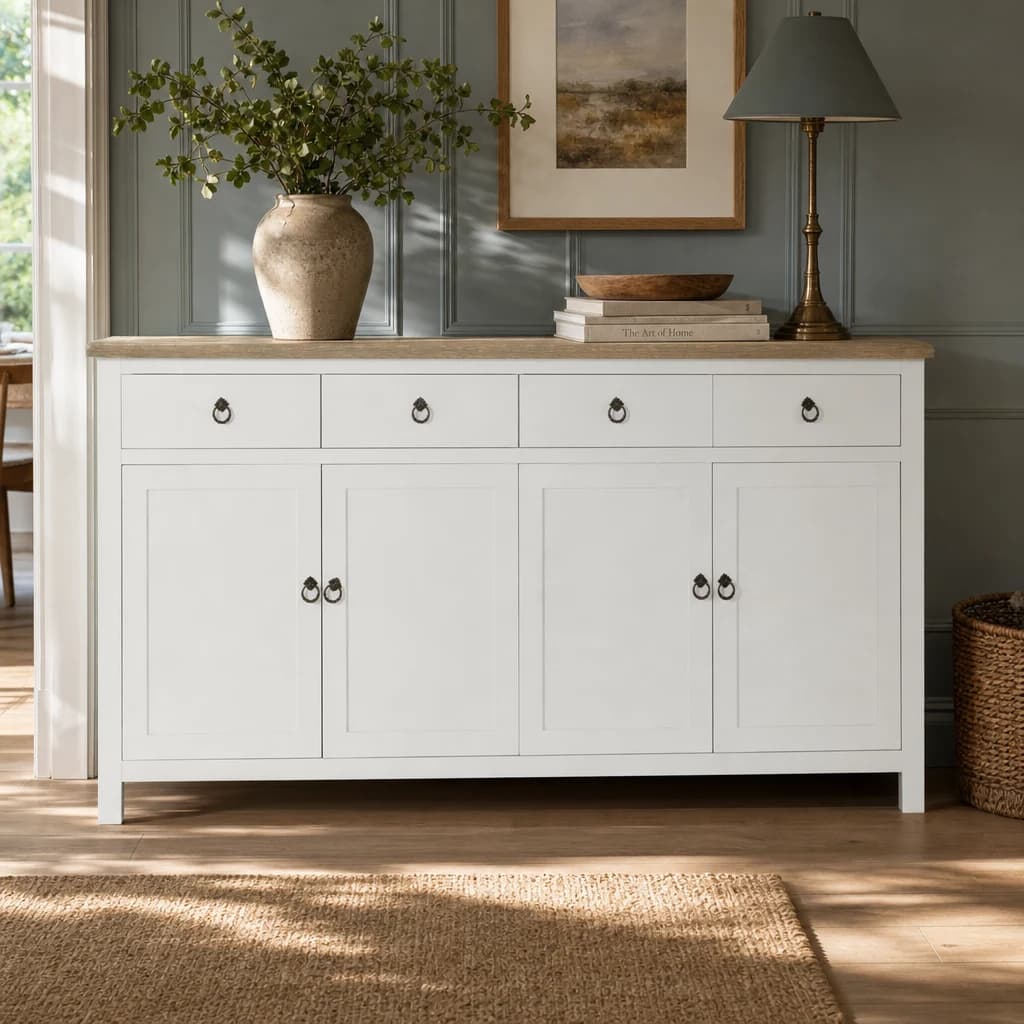 Hampstead White Sideboard with Oak Wood Top - Bookcases & shelving, photo 1 of 8