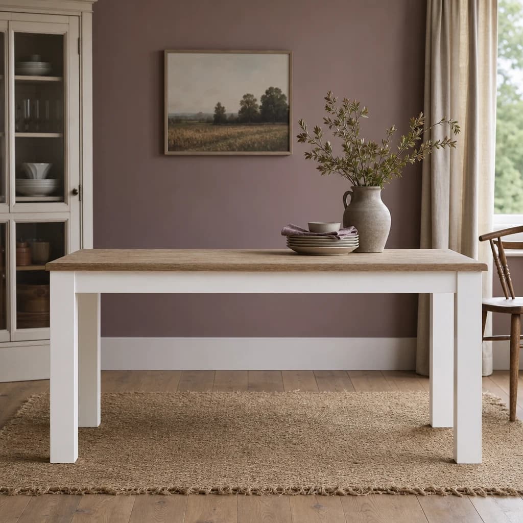 Hampstead Oak Wood Top White Dining Table - Tables, photo 1 of 6