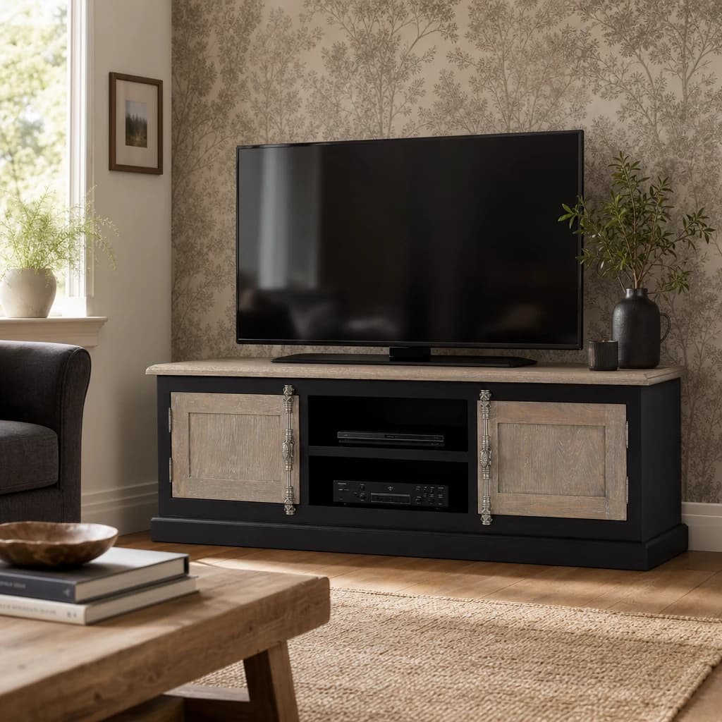 Kensington Townhouse Grey Wash and Antique Black Media Unit - Bookcases & shelving, photo 1 of 6