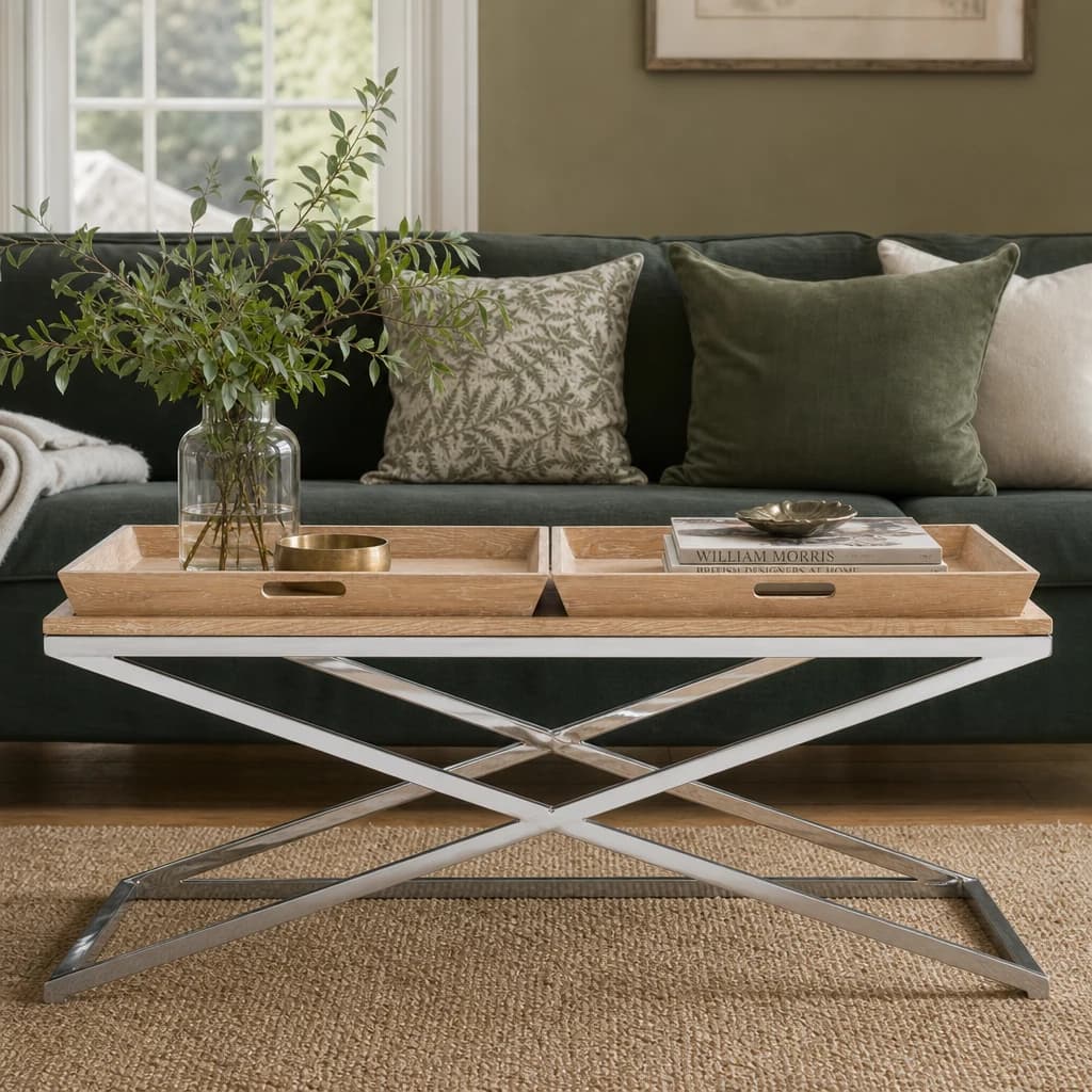 Holland Park Coffee Table with Oak Wood Tray Tops - Tables, photo 1 of 6