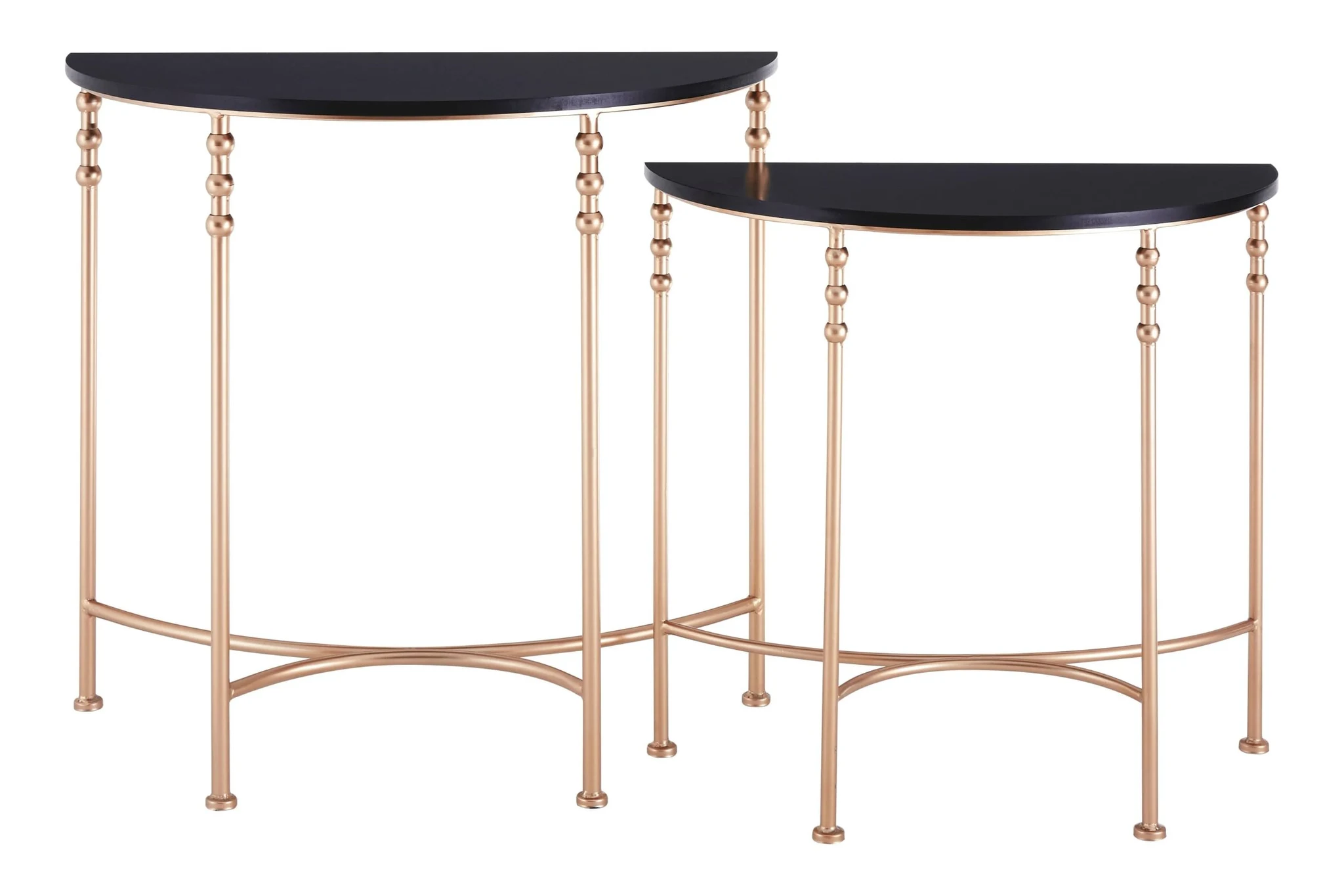 Lexa Black and Rose Gold Finish Set of 2 Half Moon Console Tables - Tables, photo 2 of 3