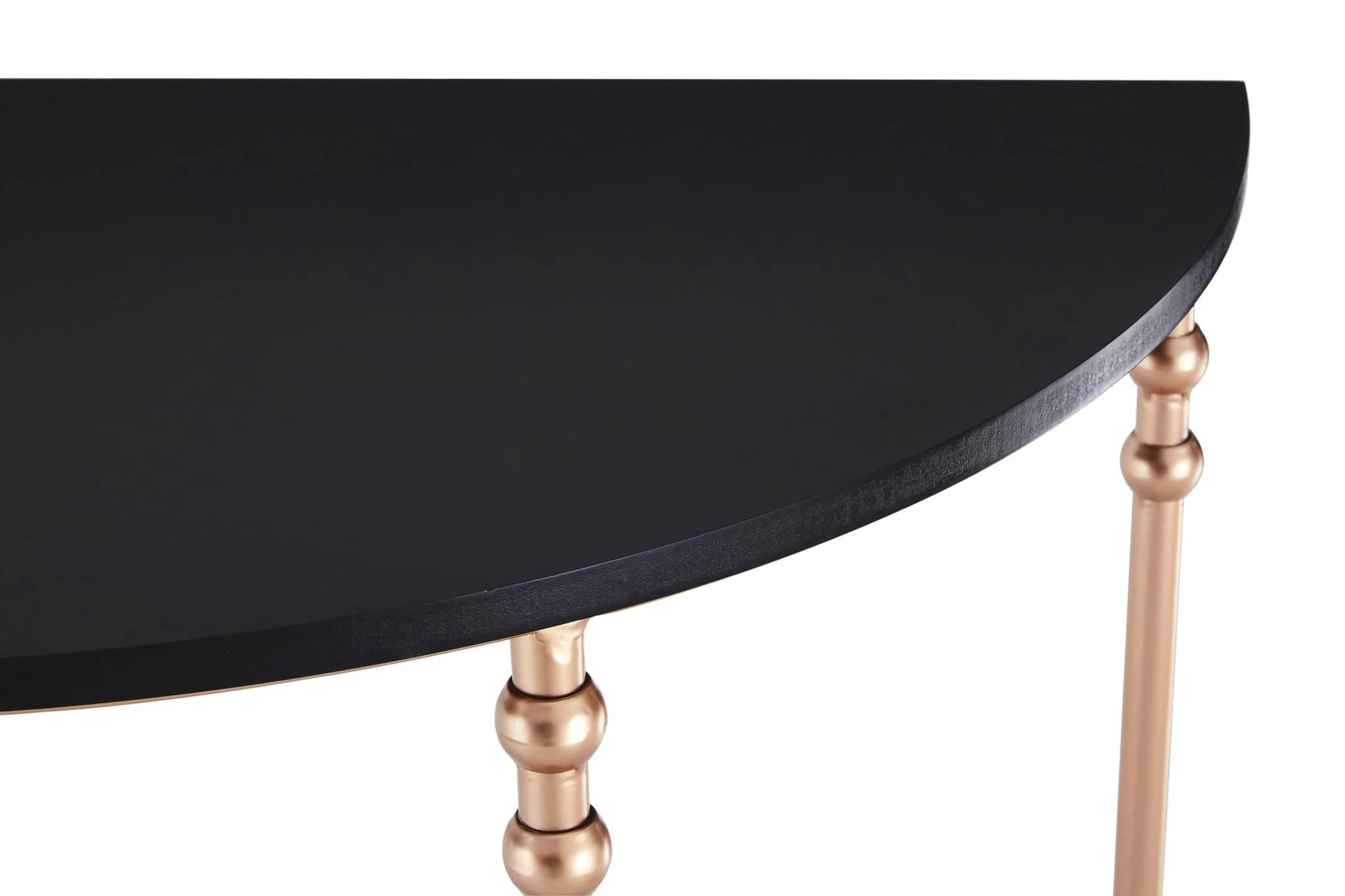 Lexa Black and Rose Gold Finish Set of 2 Half Moon Console Tables - Tables, photo 3 of 3