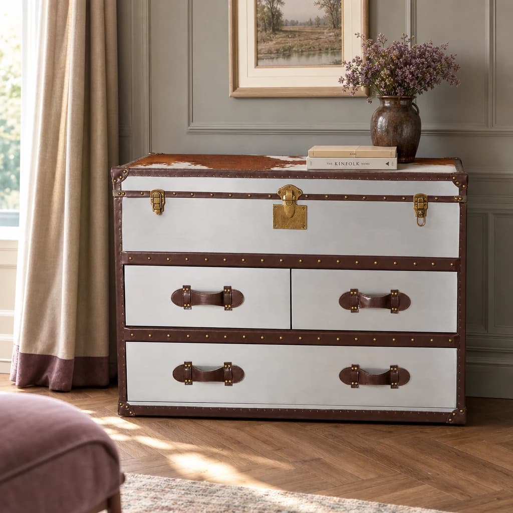 Kensington Townhouse Brown And White Cowhide Cabinet - Bookcases & shelving, photo 1 of 8