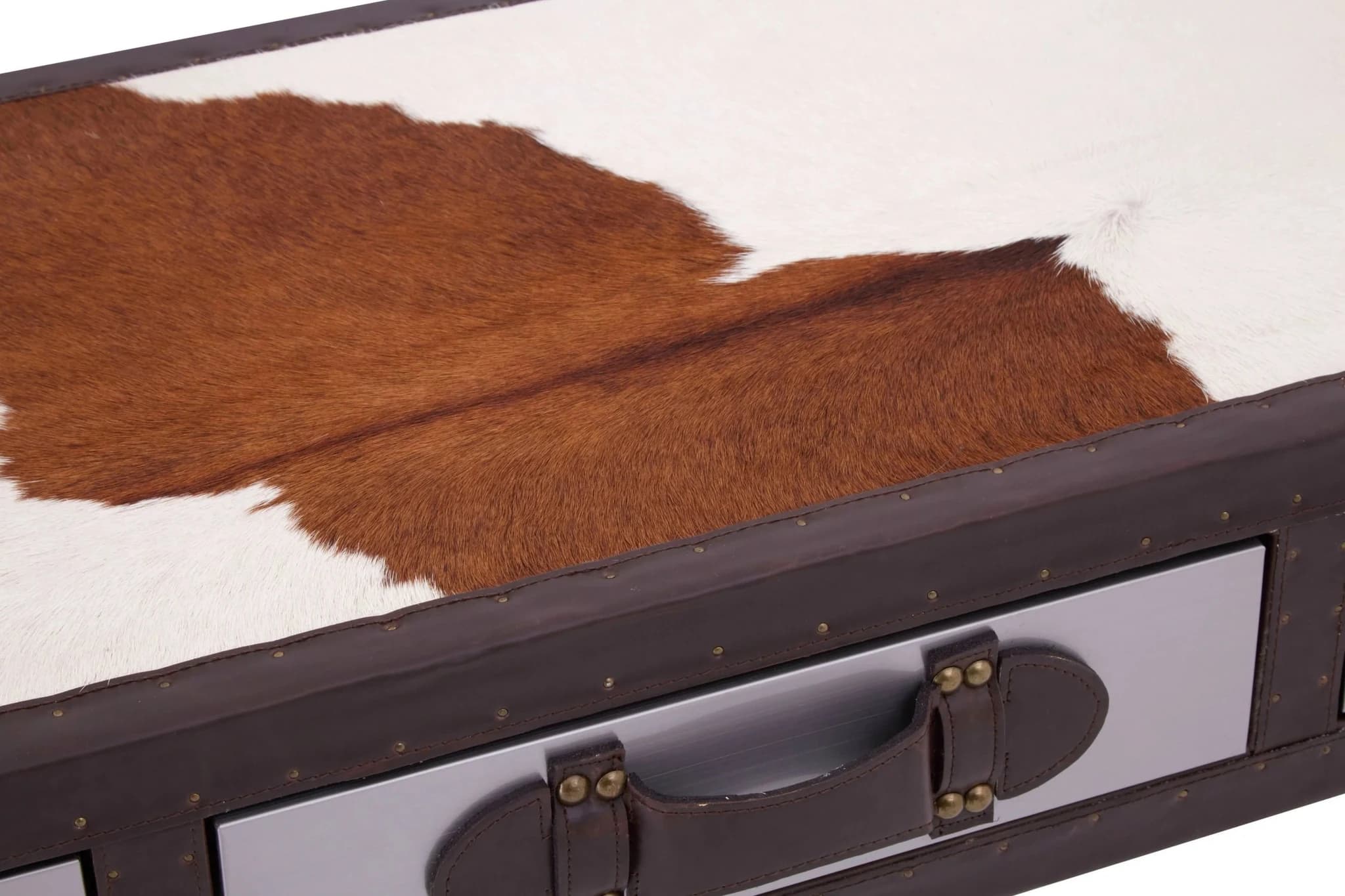 Kensington Townhouse Brown And White Genuine Cowhide Console Table - Tables, photo 8 of 8