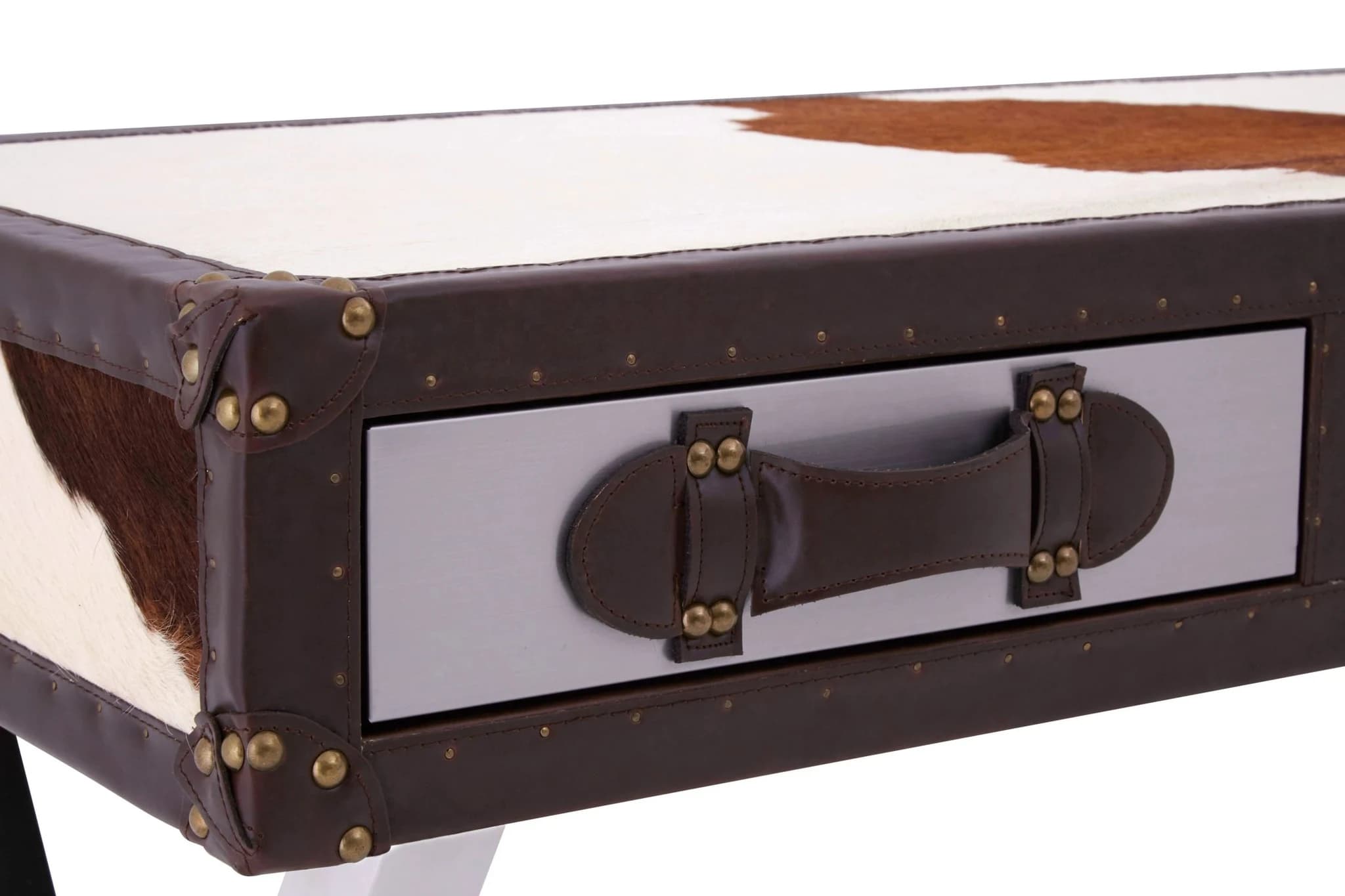 Kensington Townhouse Brown And White Genuine Cowhide Console Table - Tables, photo 7 of 8