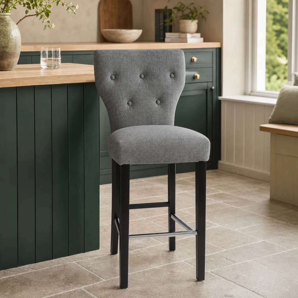 Decatour Grey Bar Chair with Black Legsl - Seating, photo 1 of 3
