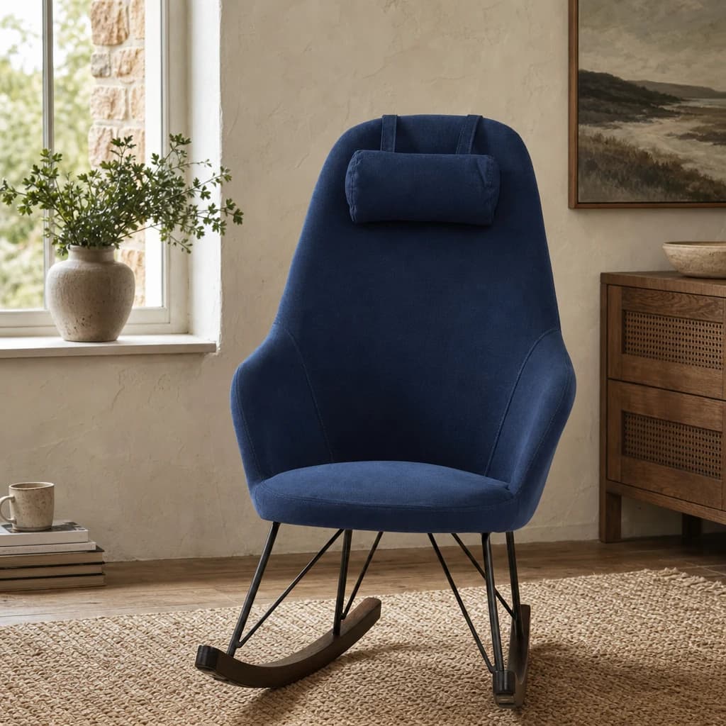 Kolding Blue Fabric Rocking Chair - Seating, photo 1 of 7