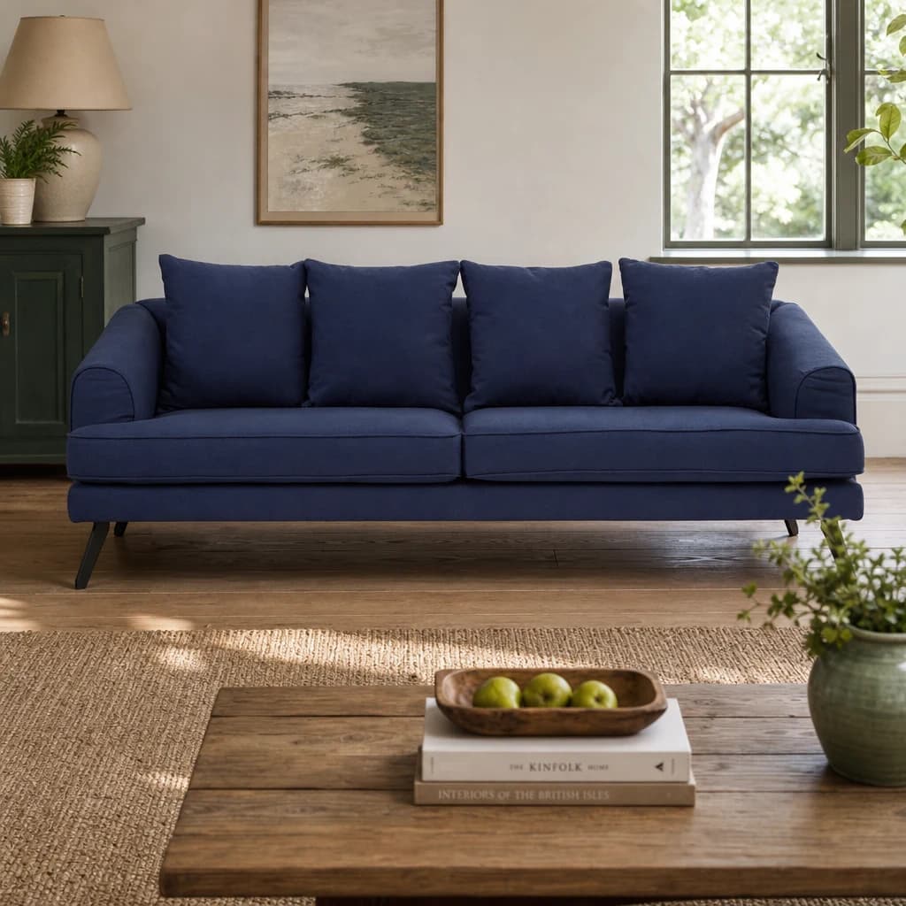 Mylo Navy 3 Seat Sofa - Seating, photo 1 of 7