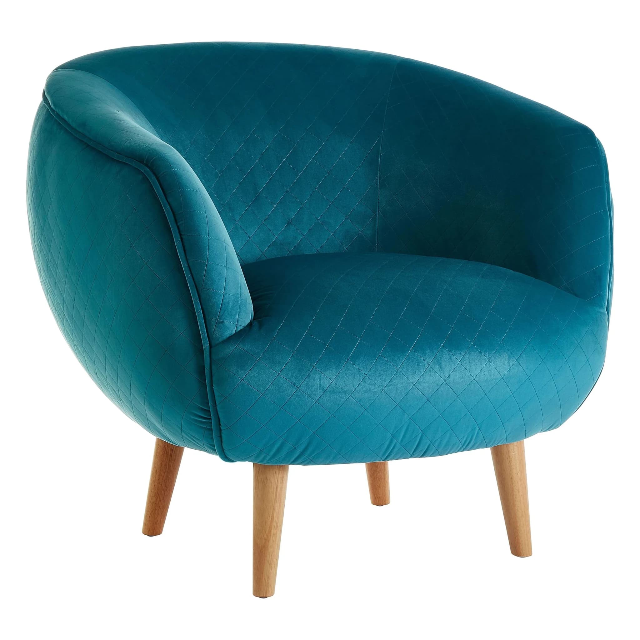 Oscar Teal Fabric Curved Lounge Chair - Seating, photo 4 of 6