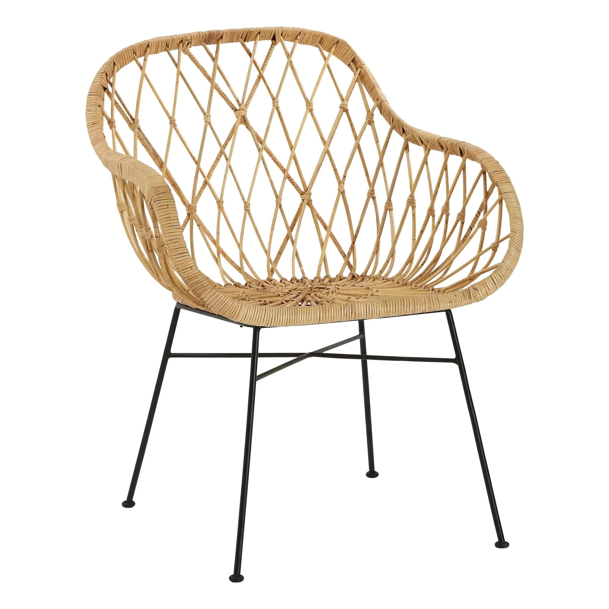 Java Natural Rattan Chair with Black Metal Legs - Seating, photo 6 of 8