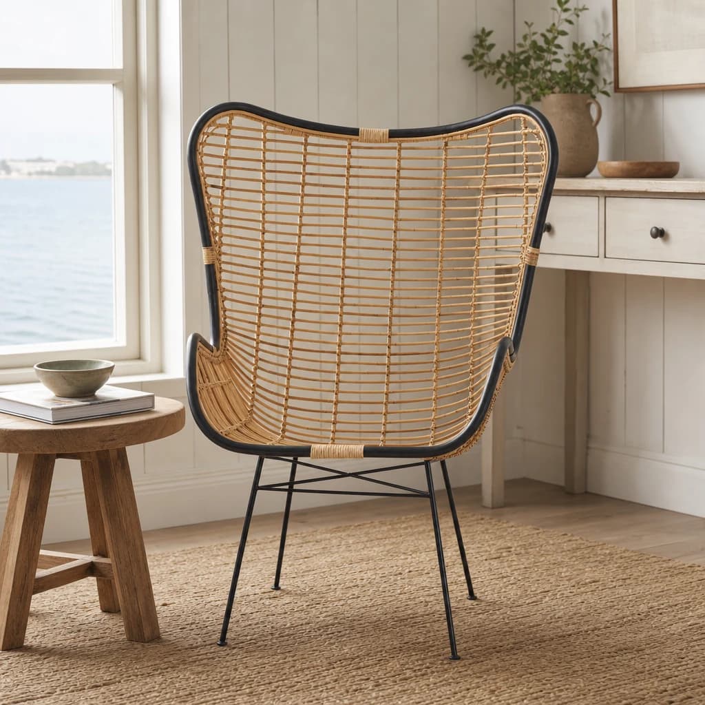 Java Natural Rattan Wingback Chair - Seating, photo 1 of 6