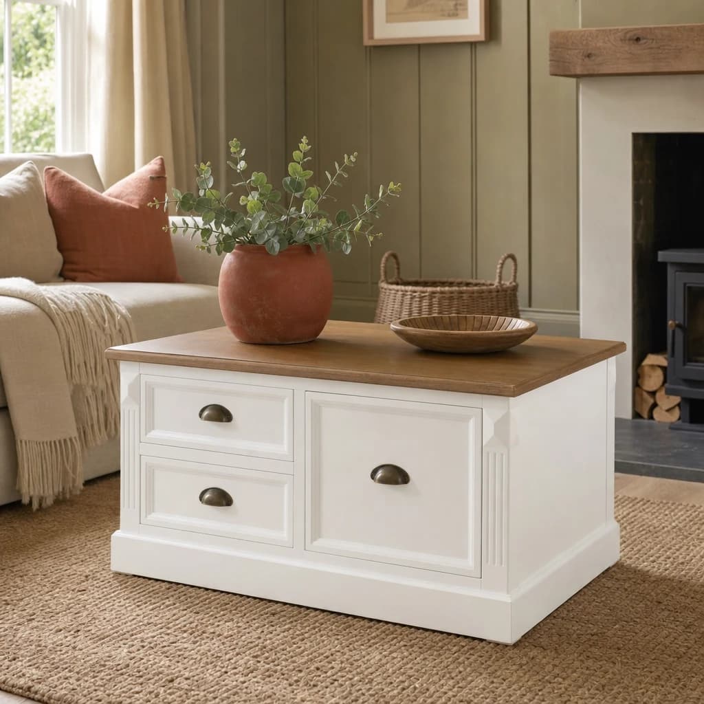 Hardwick Square Coffee Table with Drawers - Tables, photo 1 of 6