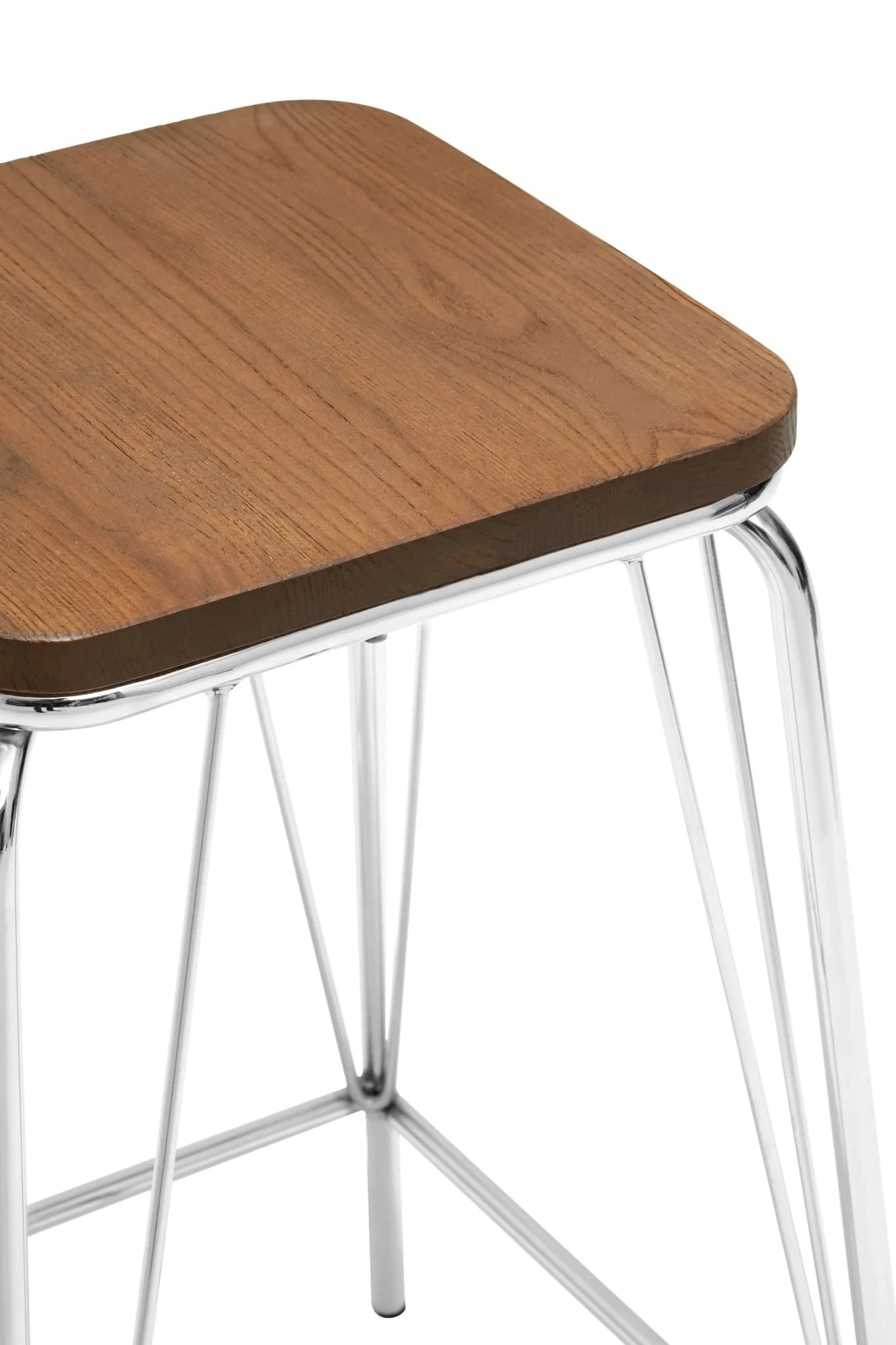 District Chrome Metal And Elm Wood Square Bar Stool - Seating, photo 5 of 5