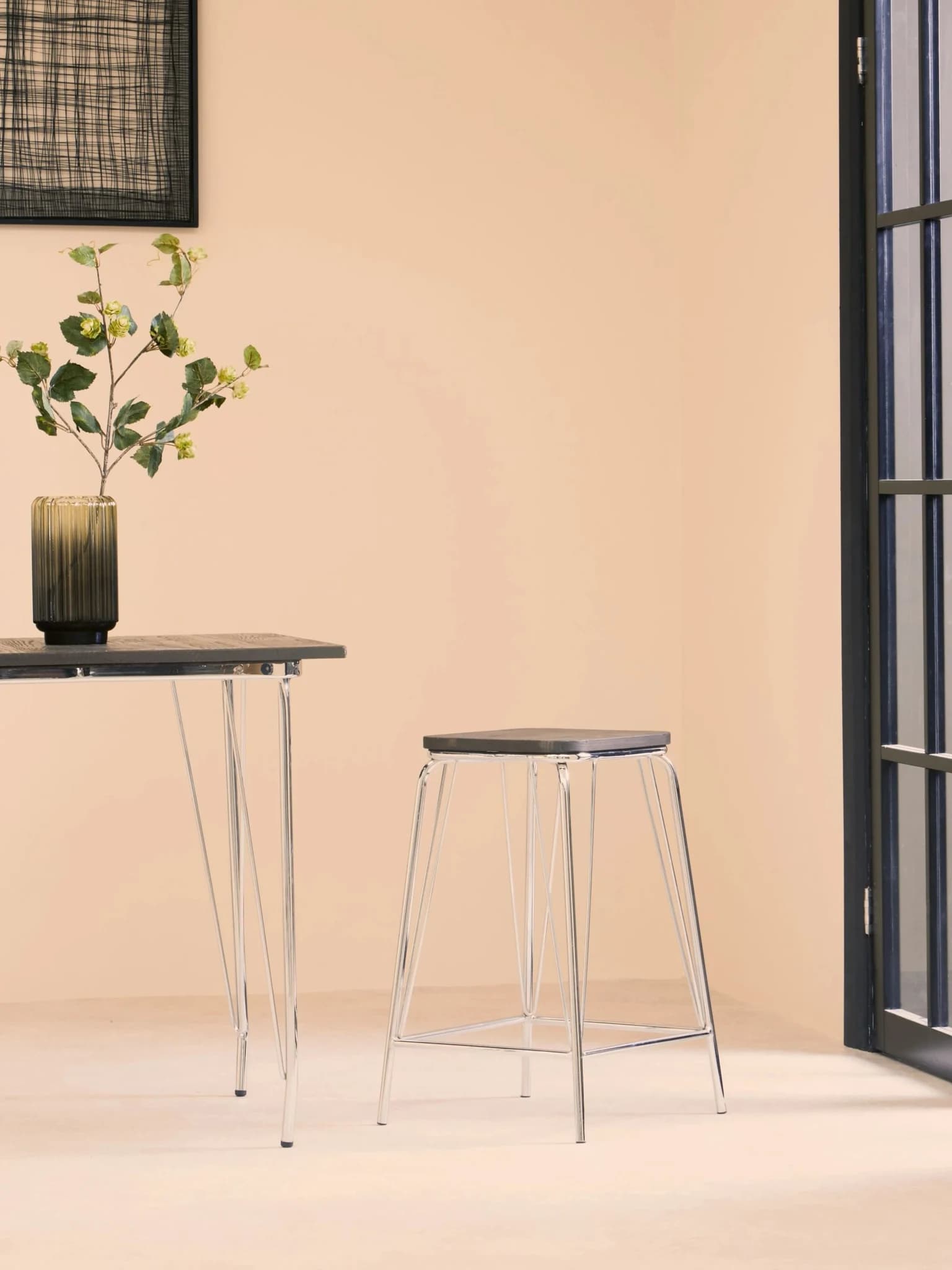 District Chrome Metal And Elm Wood Square Bar Stool - Seating, photo 3 of 5
