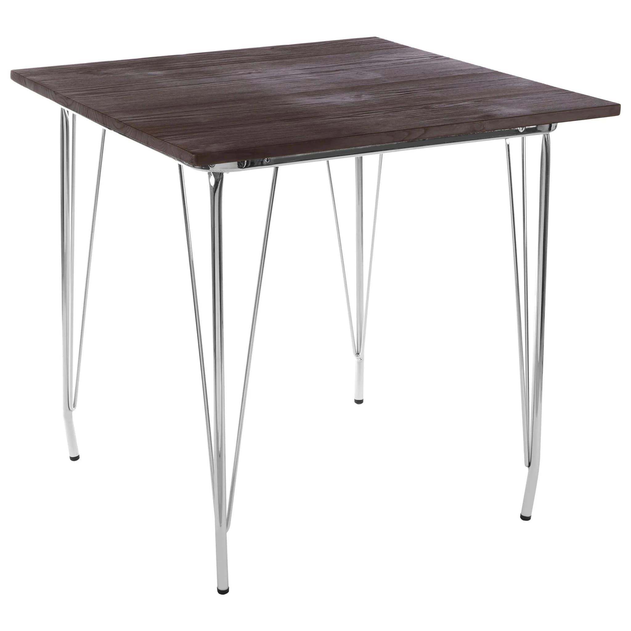 District Chrome Metal And Elm Wood Square Dining Table - Tables, photo 6 of 8