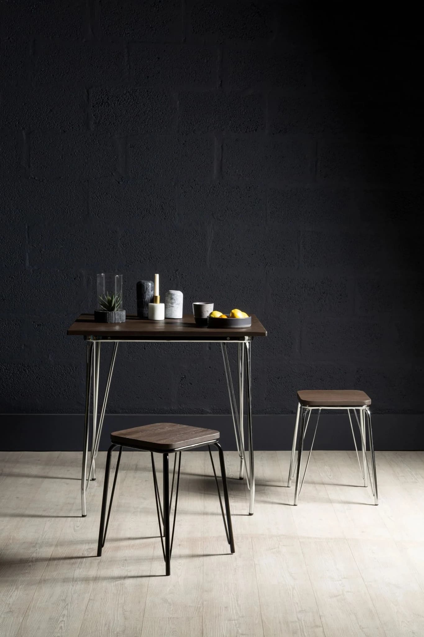 District Chrome Metal And Elm Wood Square Dining Table - Tables, photo 5 of 8