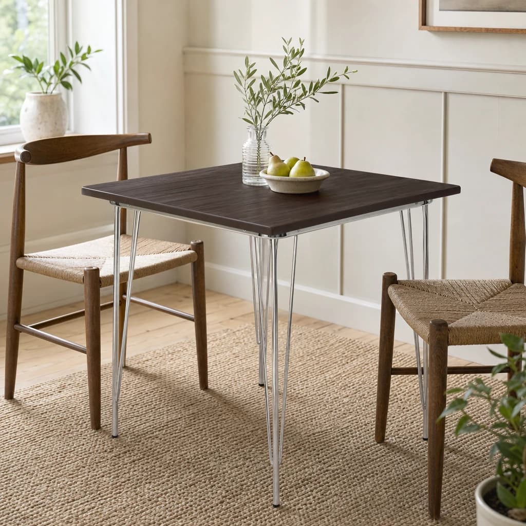 District Chrome Metal And Elm Wood Square Dining Table - Tables, photo 1 of 8