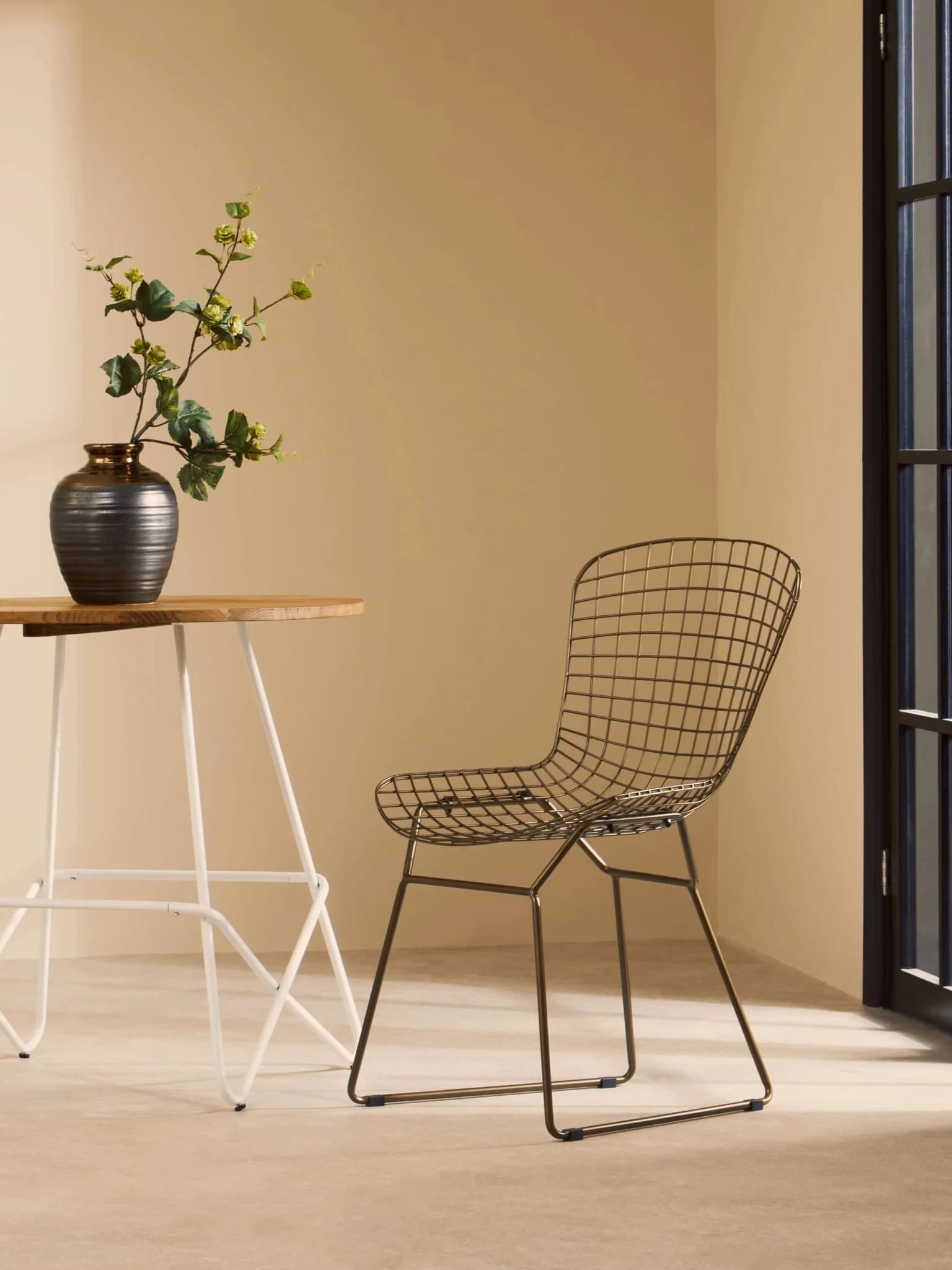 District Bronze Metal Grid Frame Wire Chair - Seating, photo 3 of 8