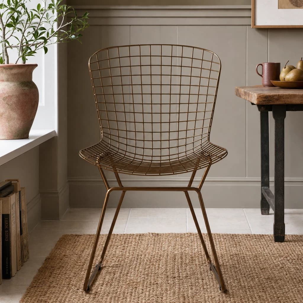 District Bronze Metal Grid Frame Wire Chair - Seating, photo 1 of 8