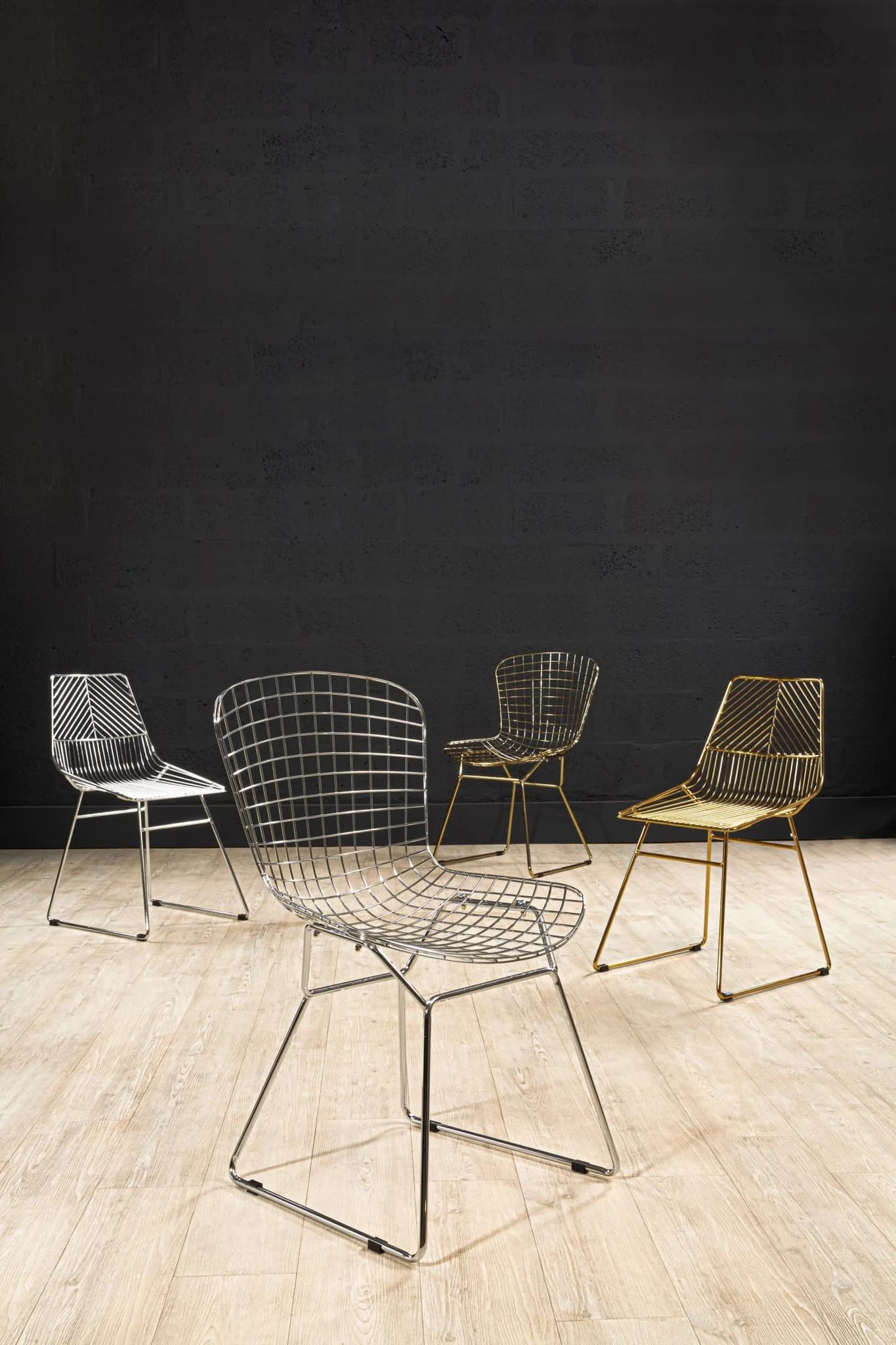 District Gold Metal Grid Frame Wire Chair - Seating, photo 4 of 8