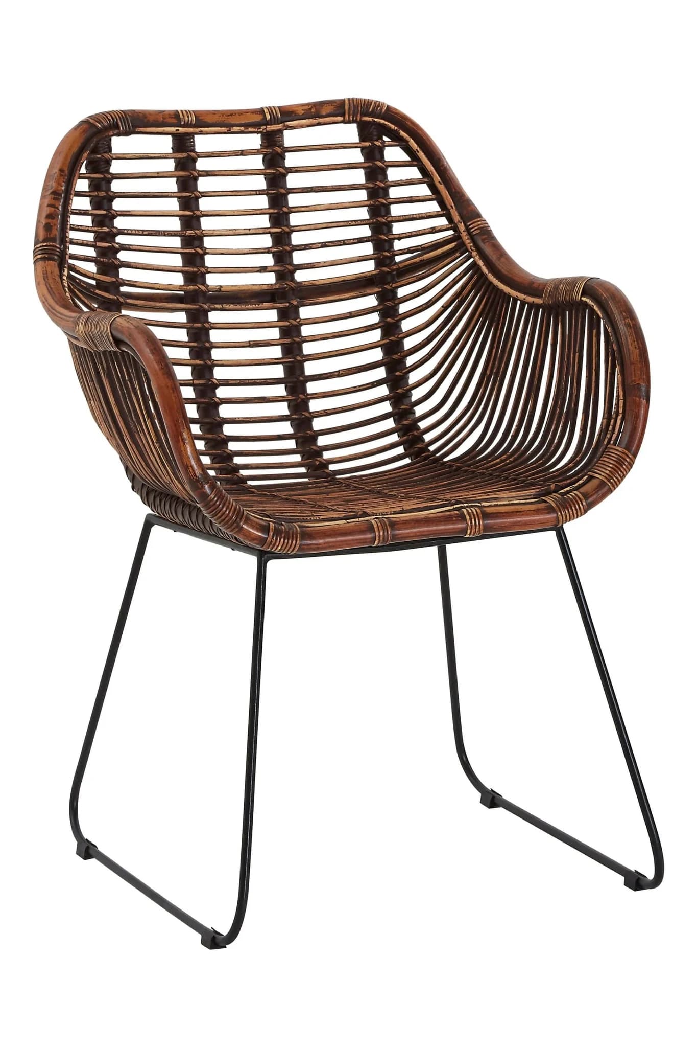 Java Dark Rattan Chair with Black Metal Legs - Seating, photo 4 of 6