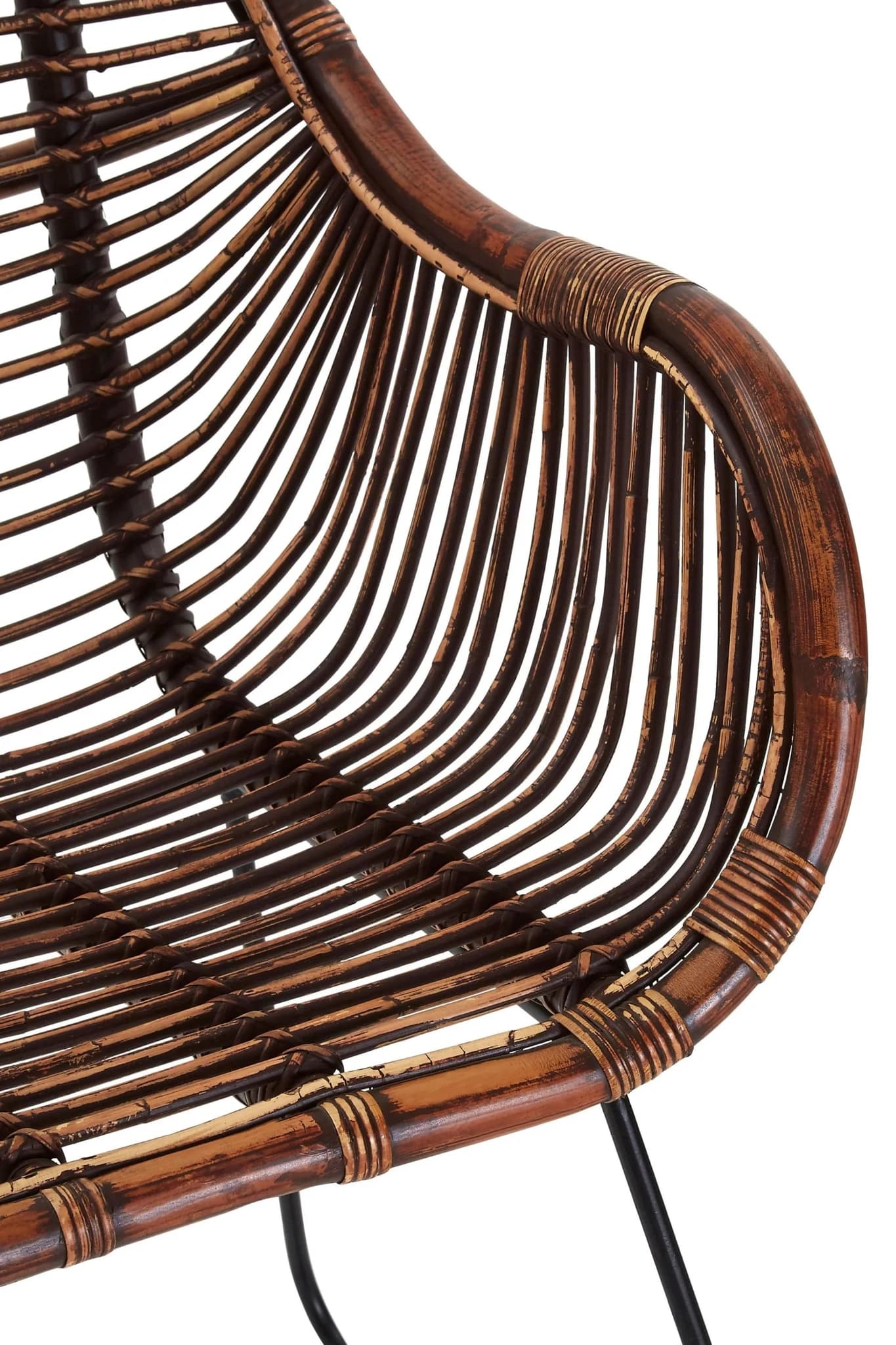 Java Dark Rattan Chair with Black Metal Legs - Seating, photo 5 of 6