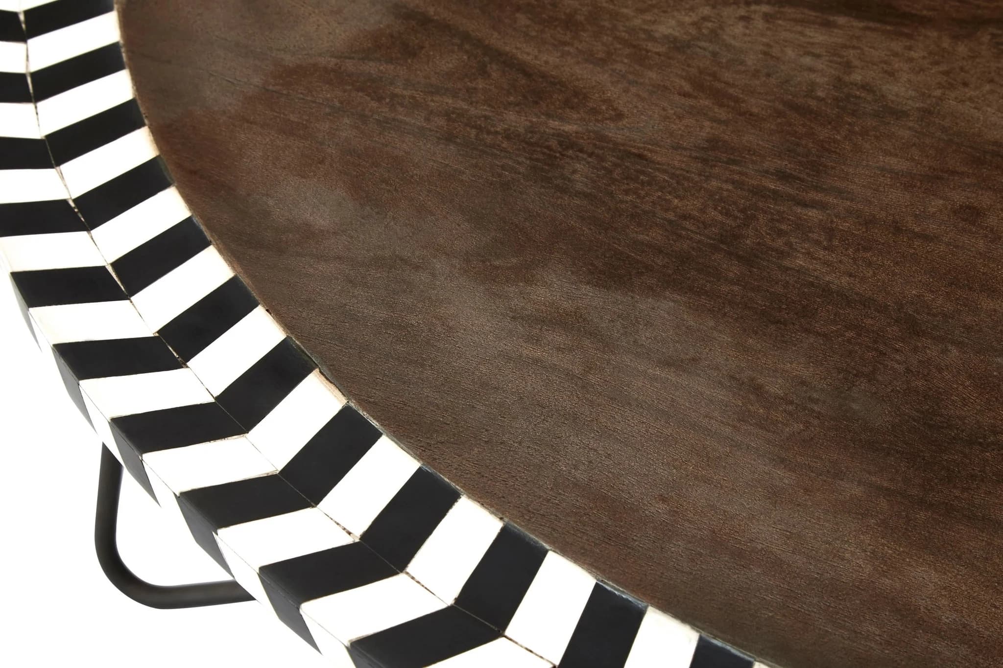 Artisan Round Acacia Wood Coffee Table with Mosaic Edge - Tables, photo 3 of 4
